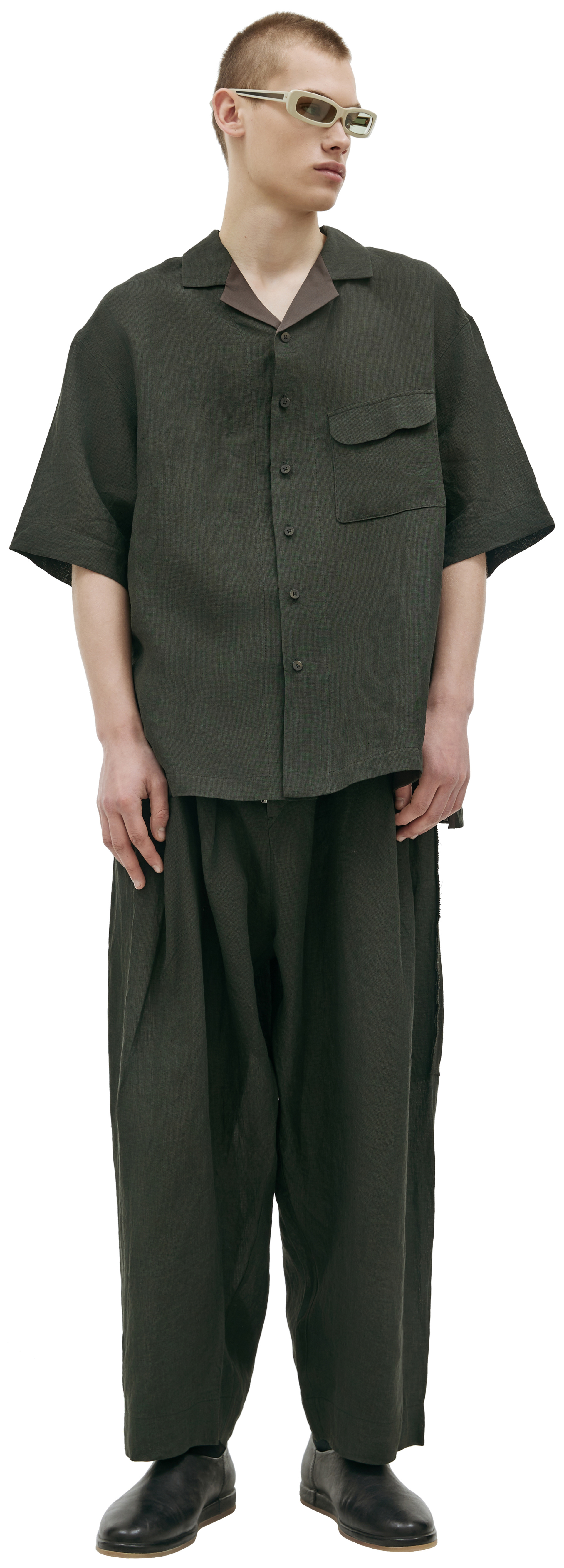 Ziggy Chen Green linen shirt