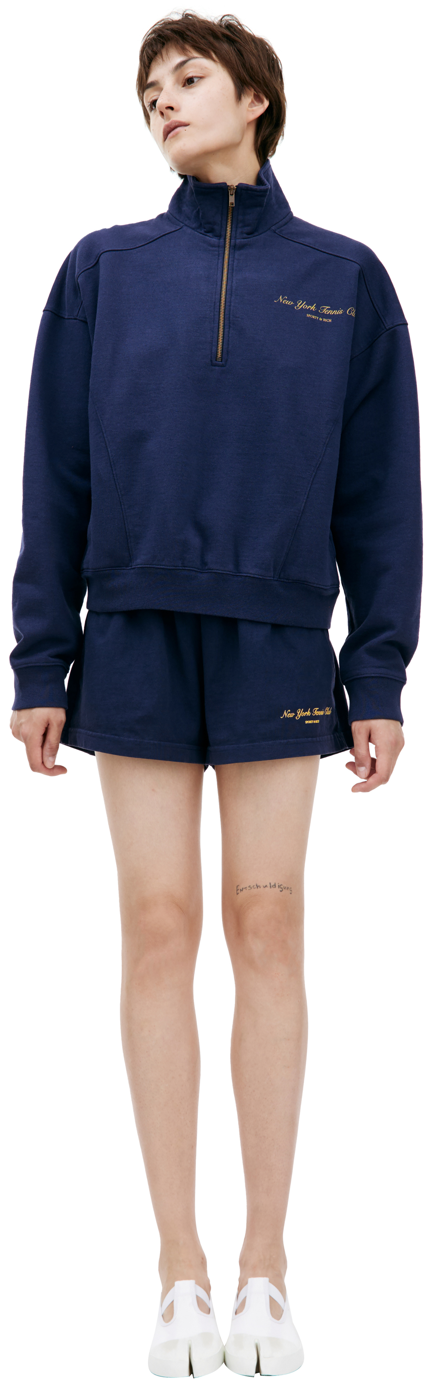 SPORTY & RICH Navy blue zip-up sweatshirt