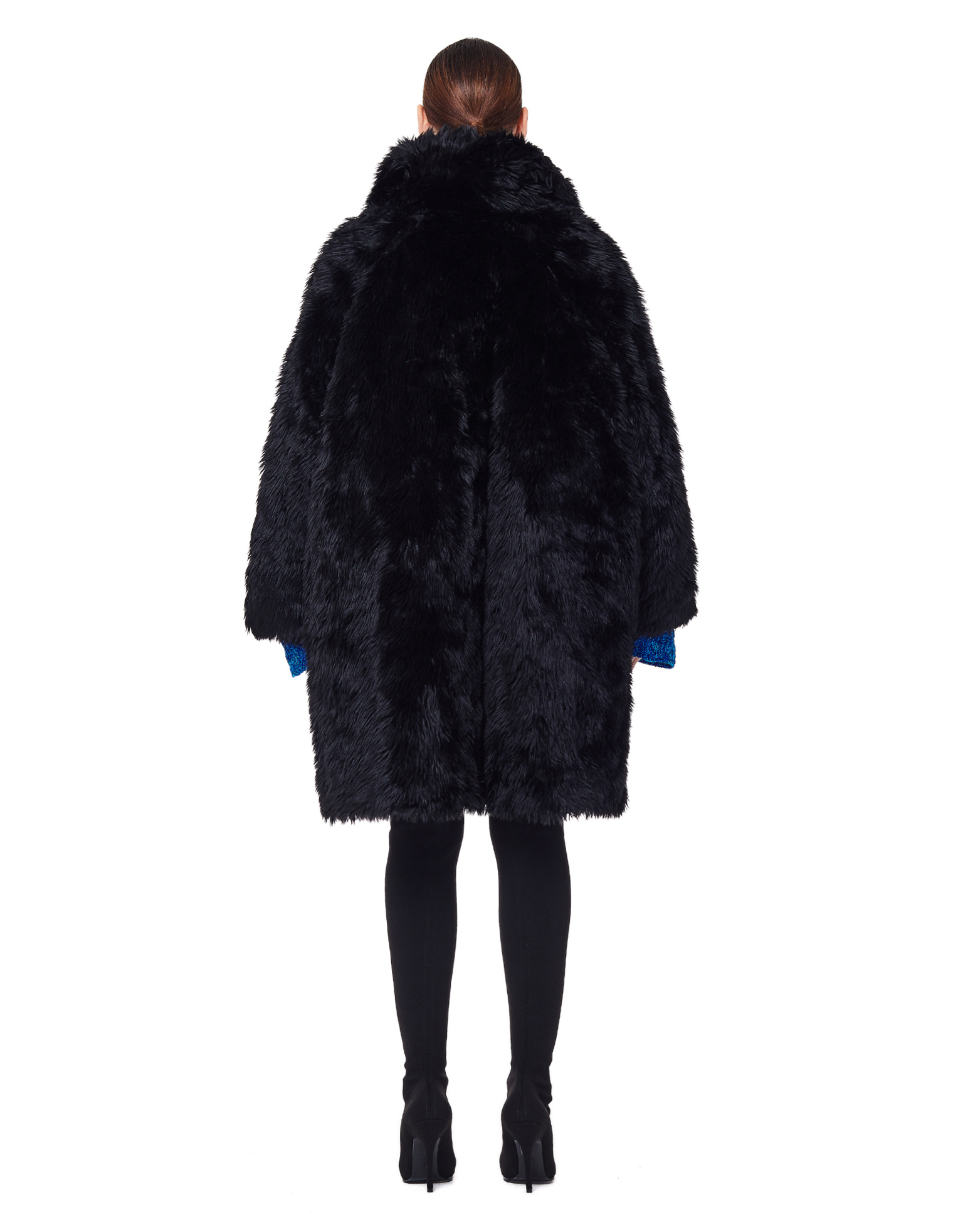 Balenciaga Black Faux Fur Swing Coat