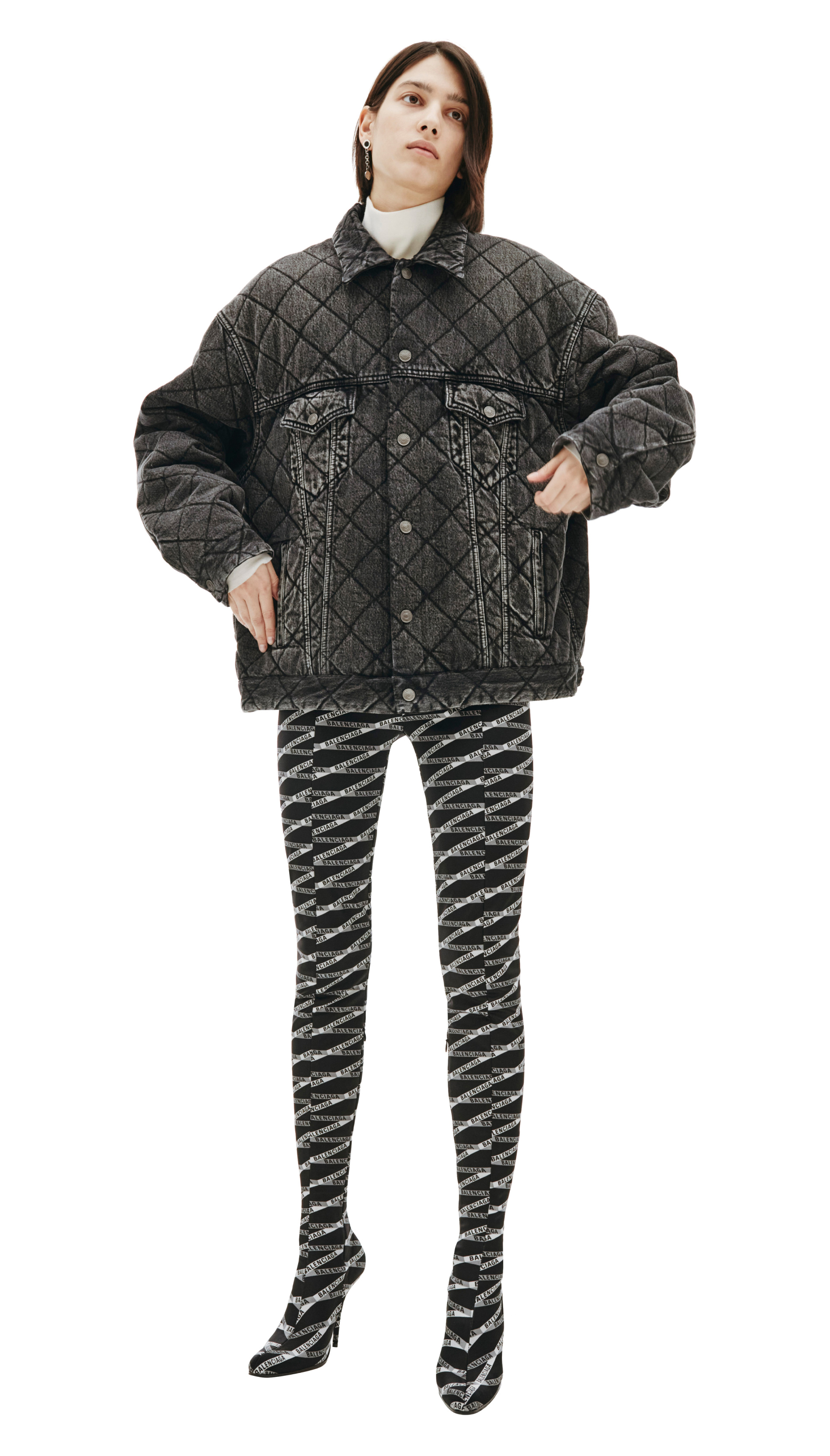 Balenciaga Grey Denim Printed Jacket