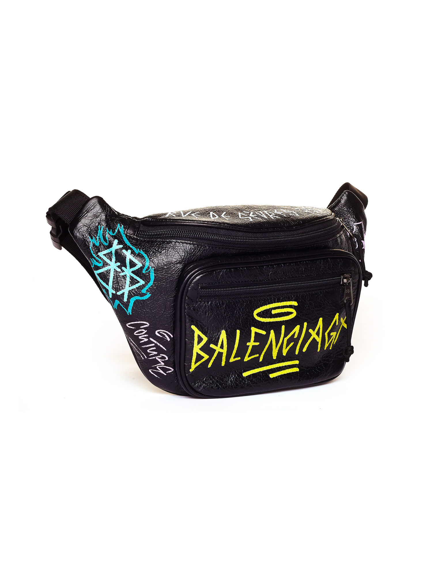 Balenciaga Кожаная поясная сумка с принтом