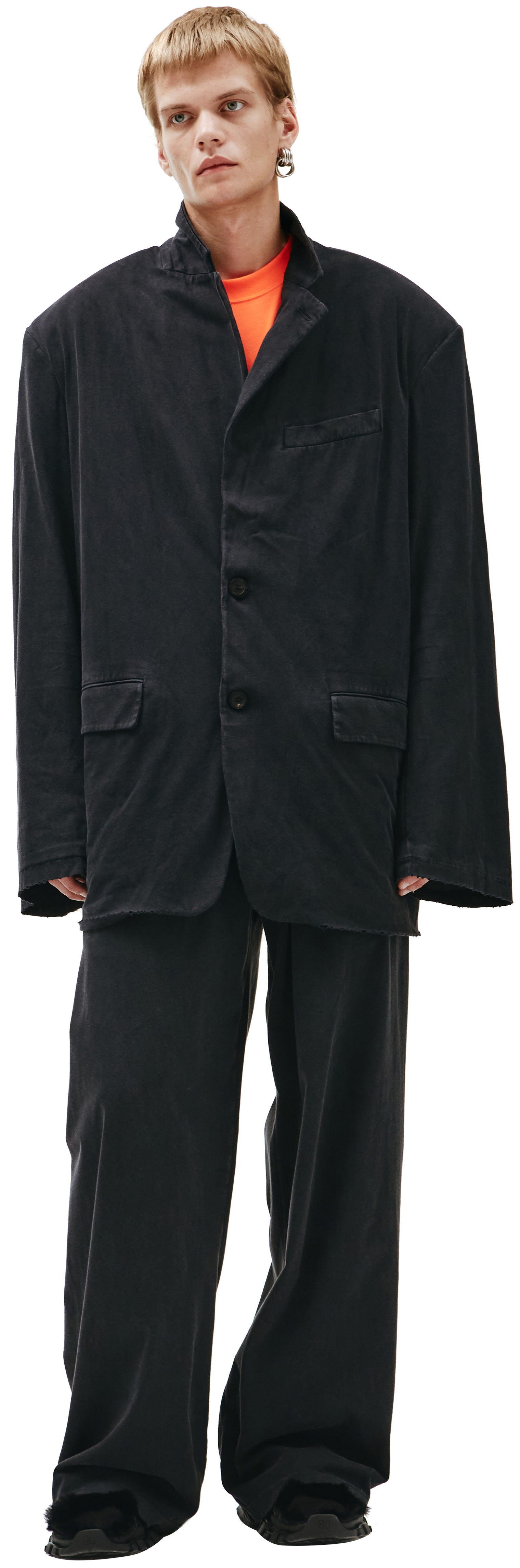 Buy Balenciaga men black cotton oversize jacket for $2,120