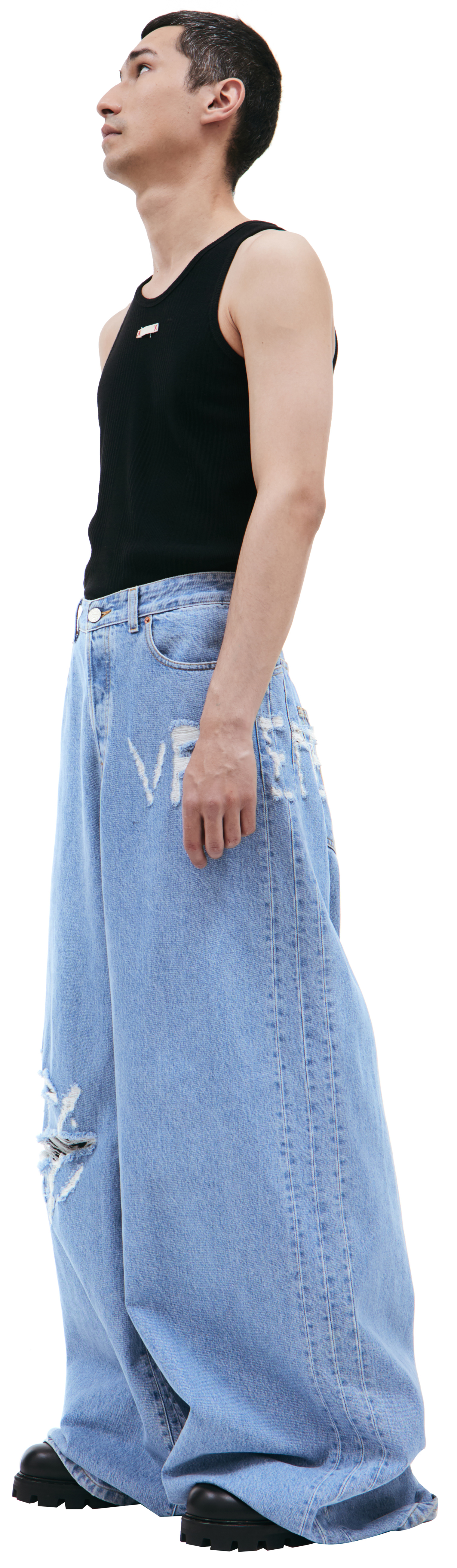 VETEMENTS Logo destroyed baggy jeans