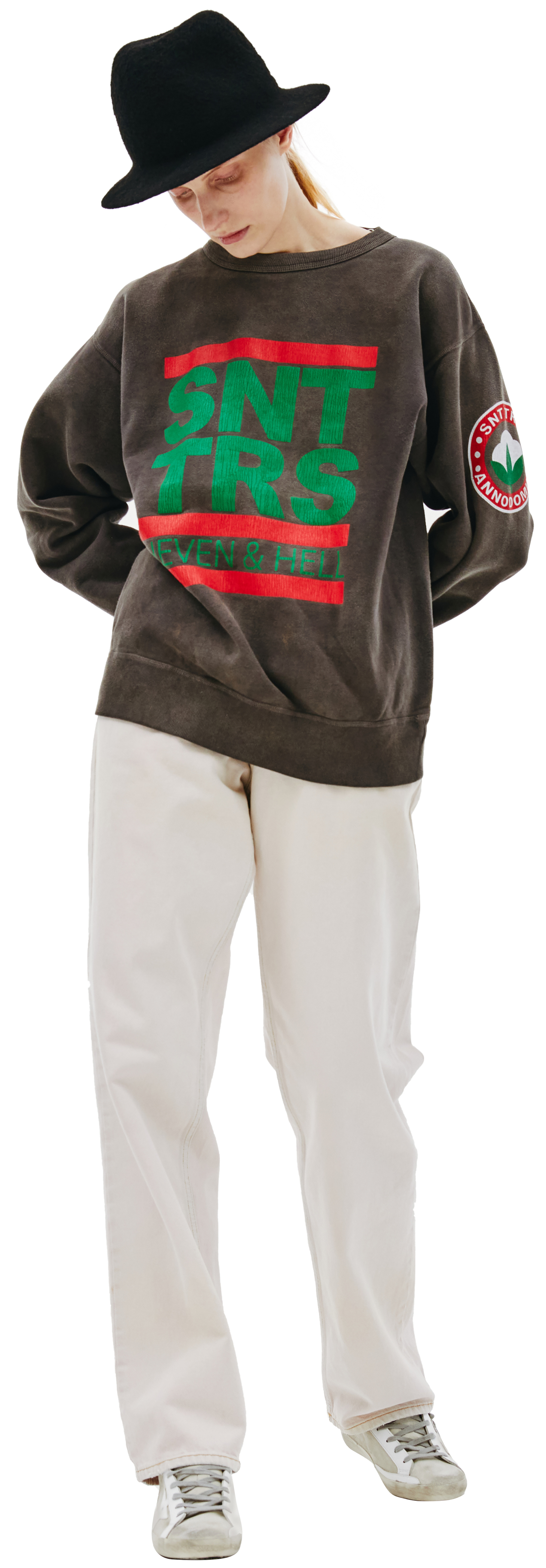 Saint Michael Sweatshirt with cracked print