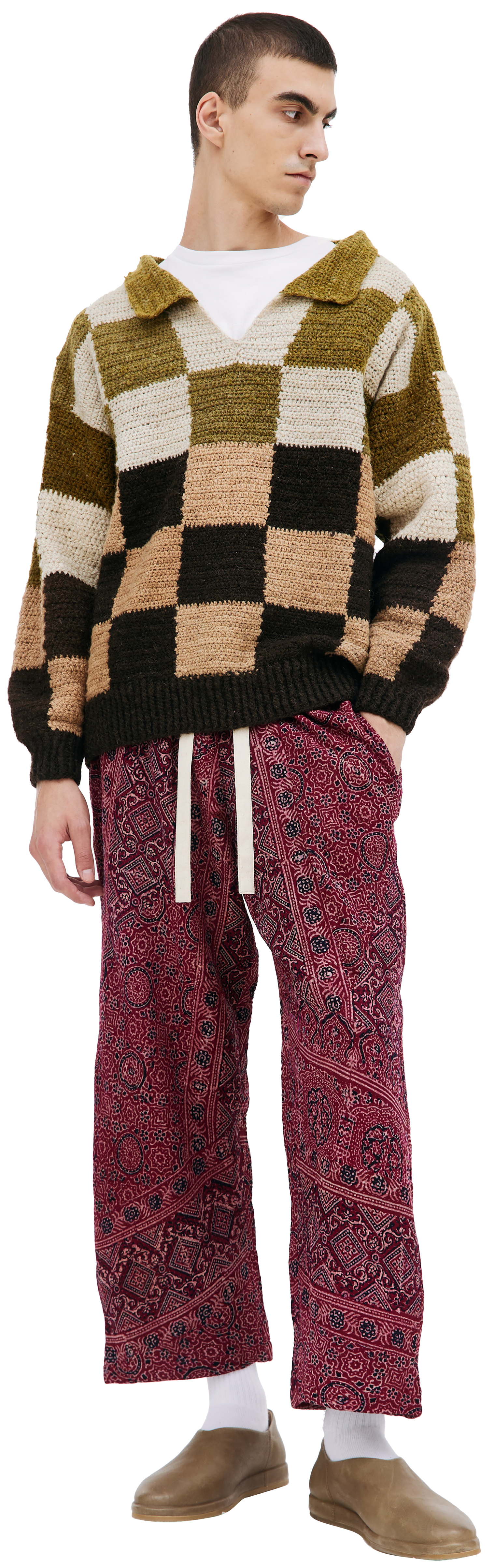 KARU RESEARCH Wool knitted check sweater