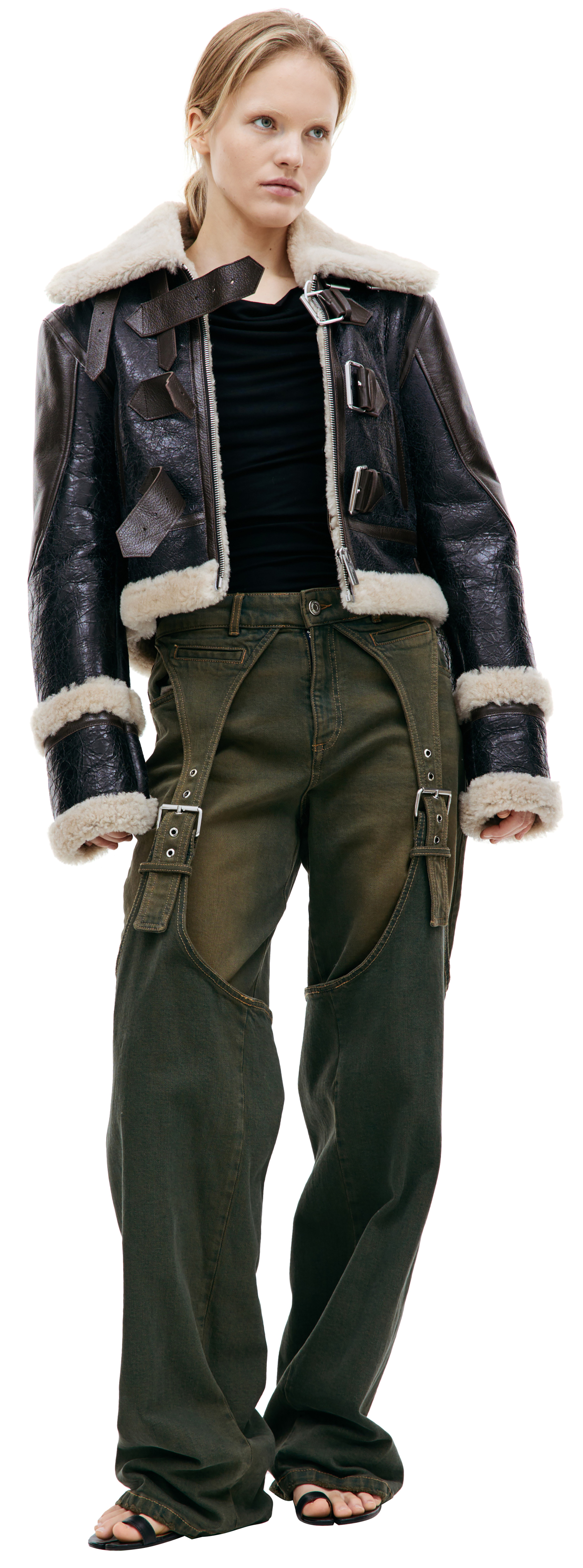 Blumarine Cropped shearling jacket