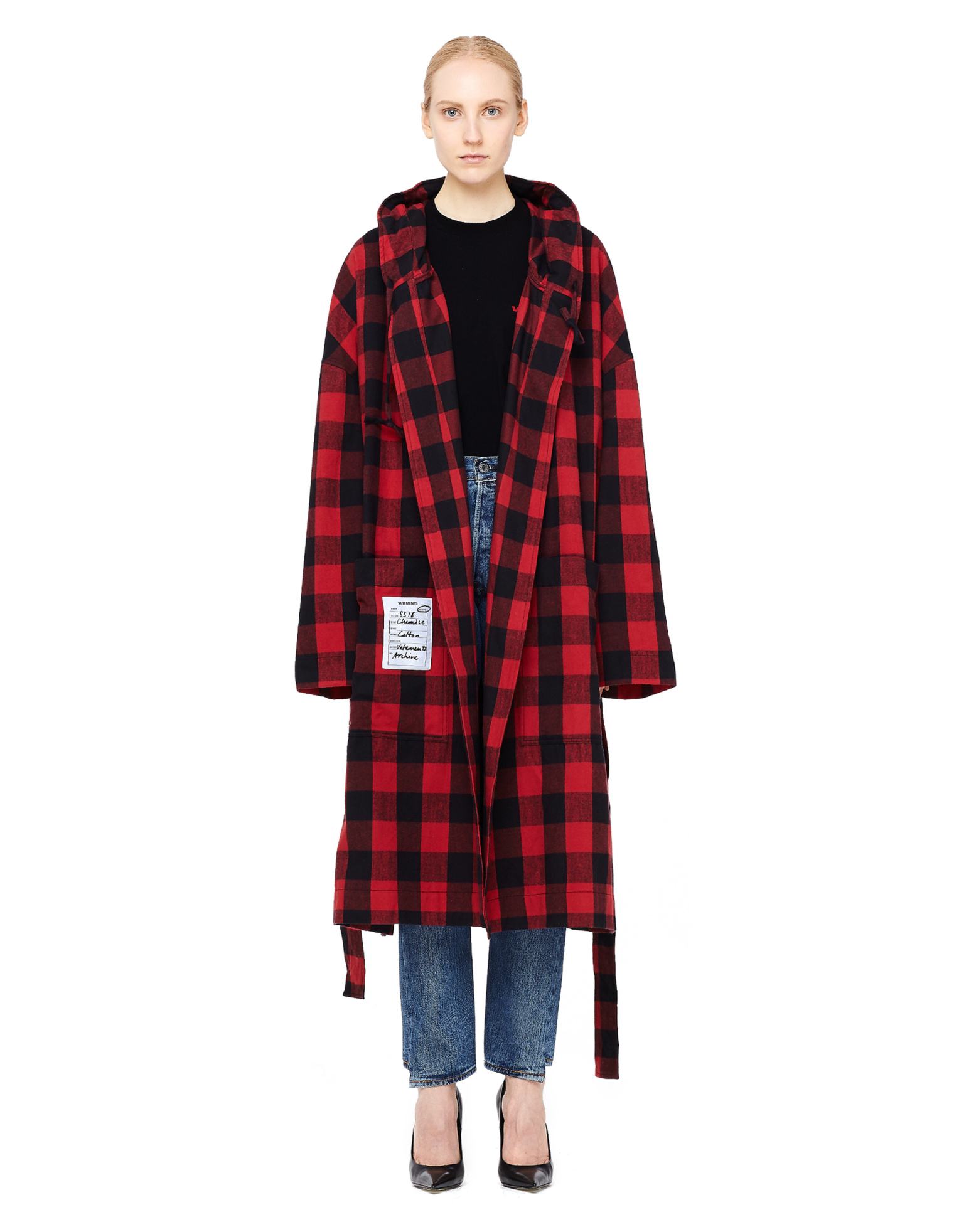VETEMENTS Фланелевое клетчатое пальто-халат