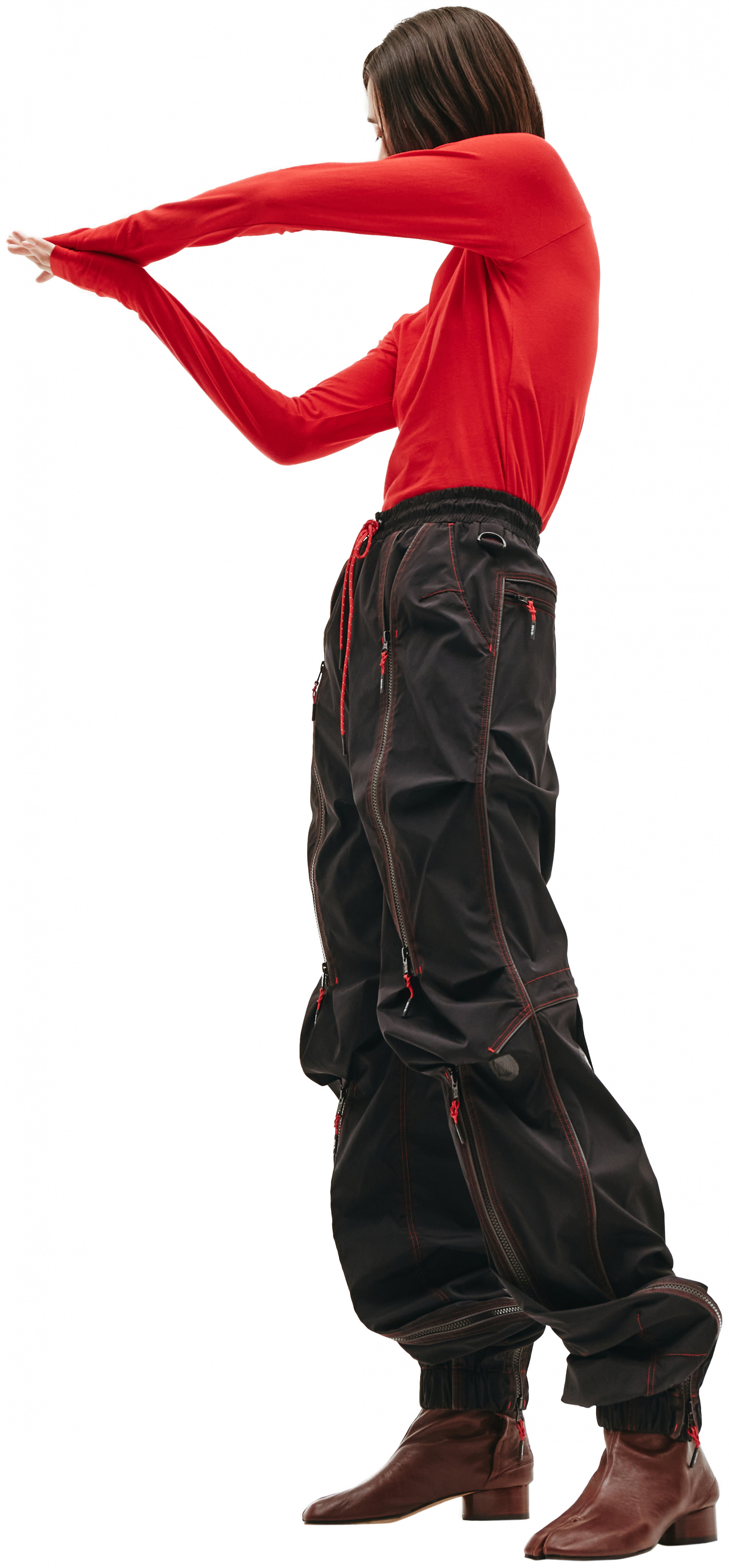 99% IS Black Trousers With Red Seams