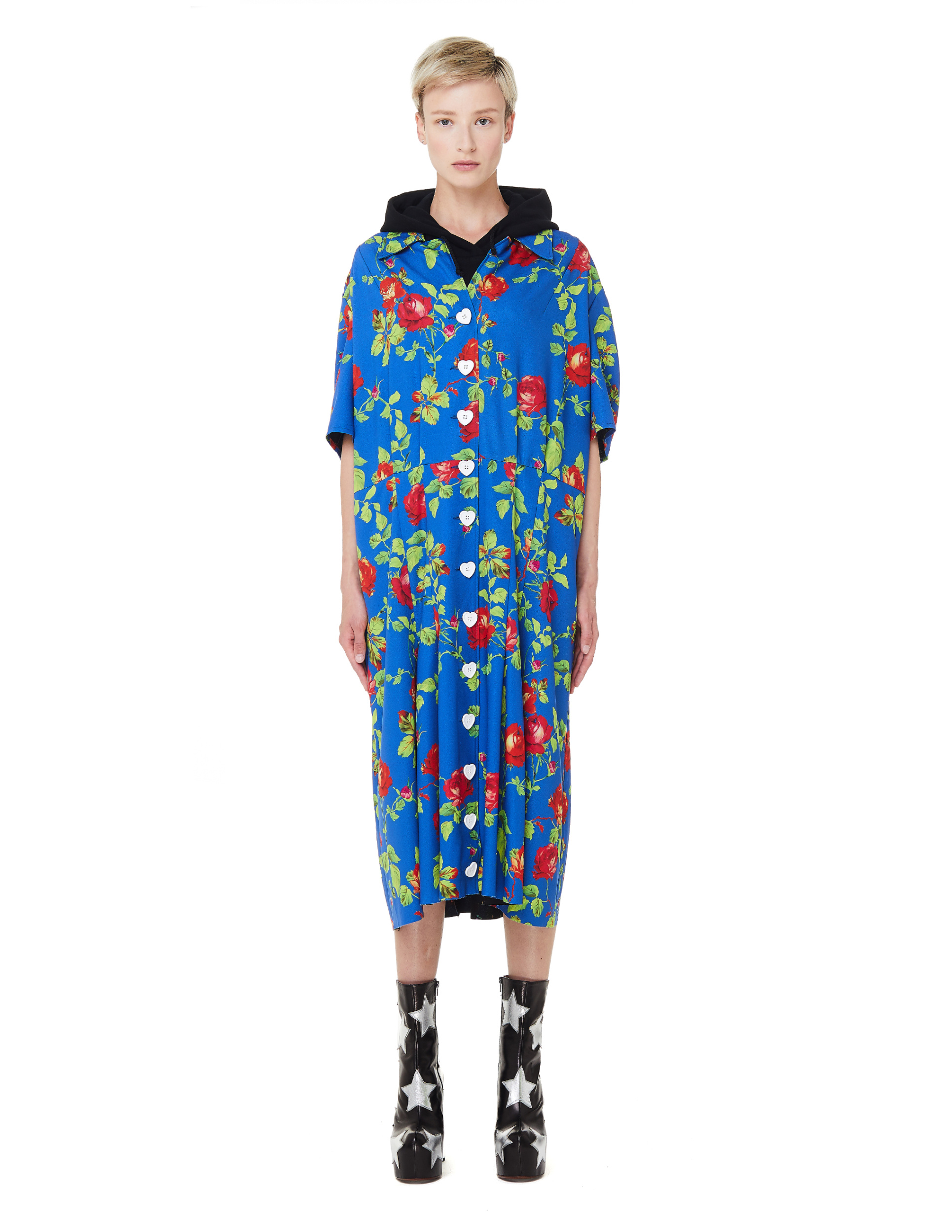VETEMENTS Anarchy Hooded Flower Printed Dress