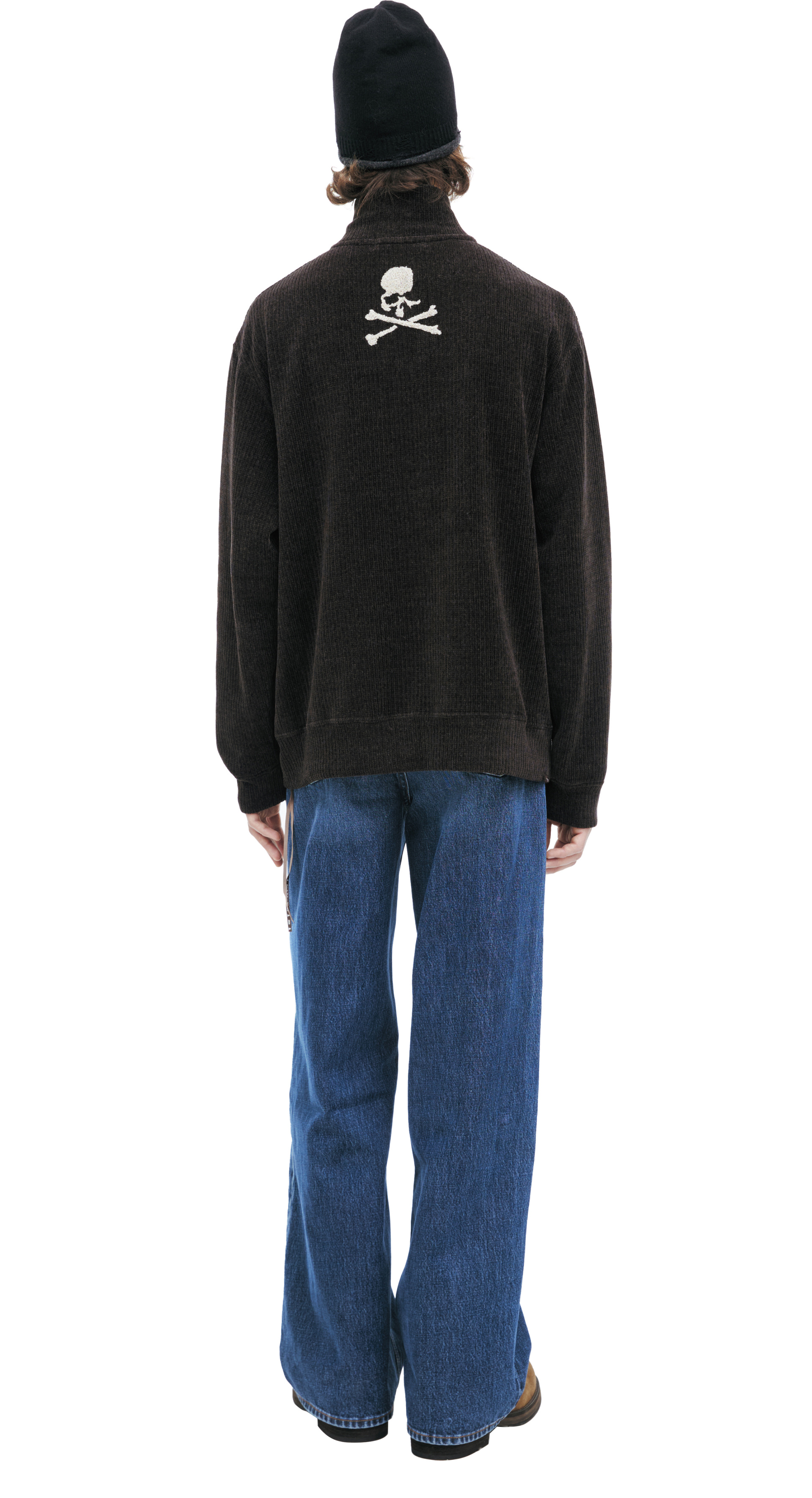 Mastermind WORLD Dark brown pullover with a collar