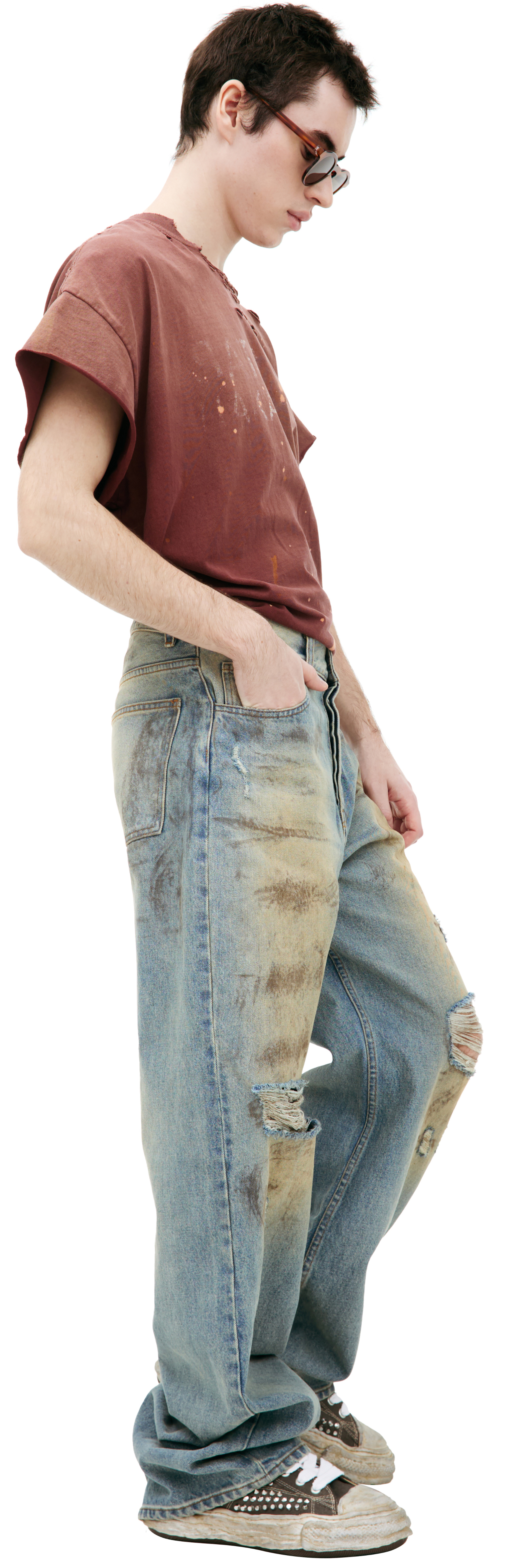 Satoshi Nakamoto Straight jeans with mud effect