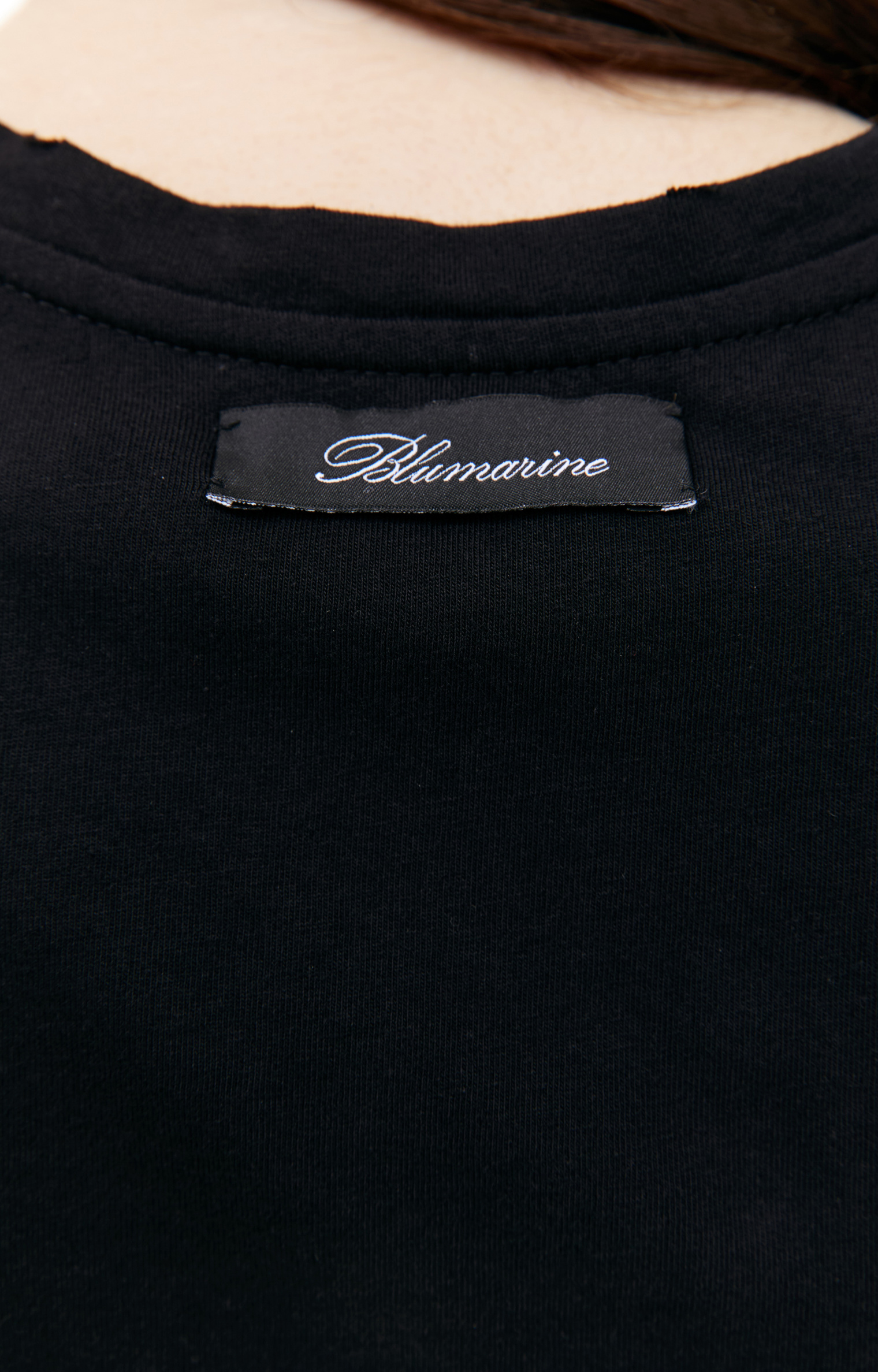 Blumarine Черная футболка с логотипом из страз