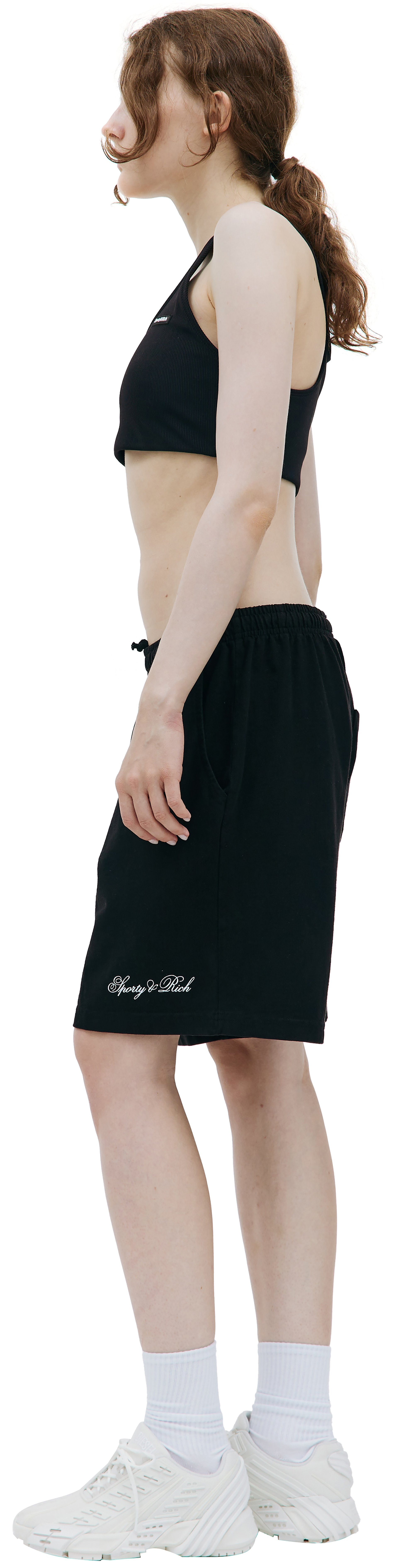 SPORTY & RICH Black Cursive shorts