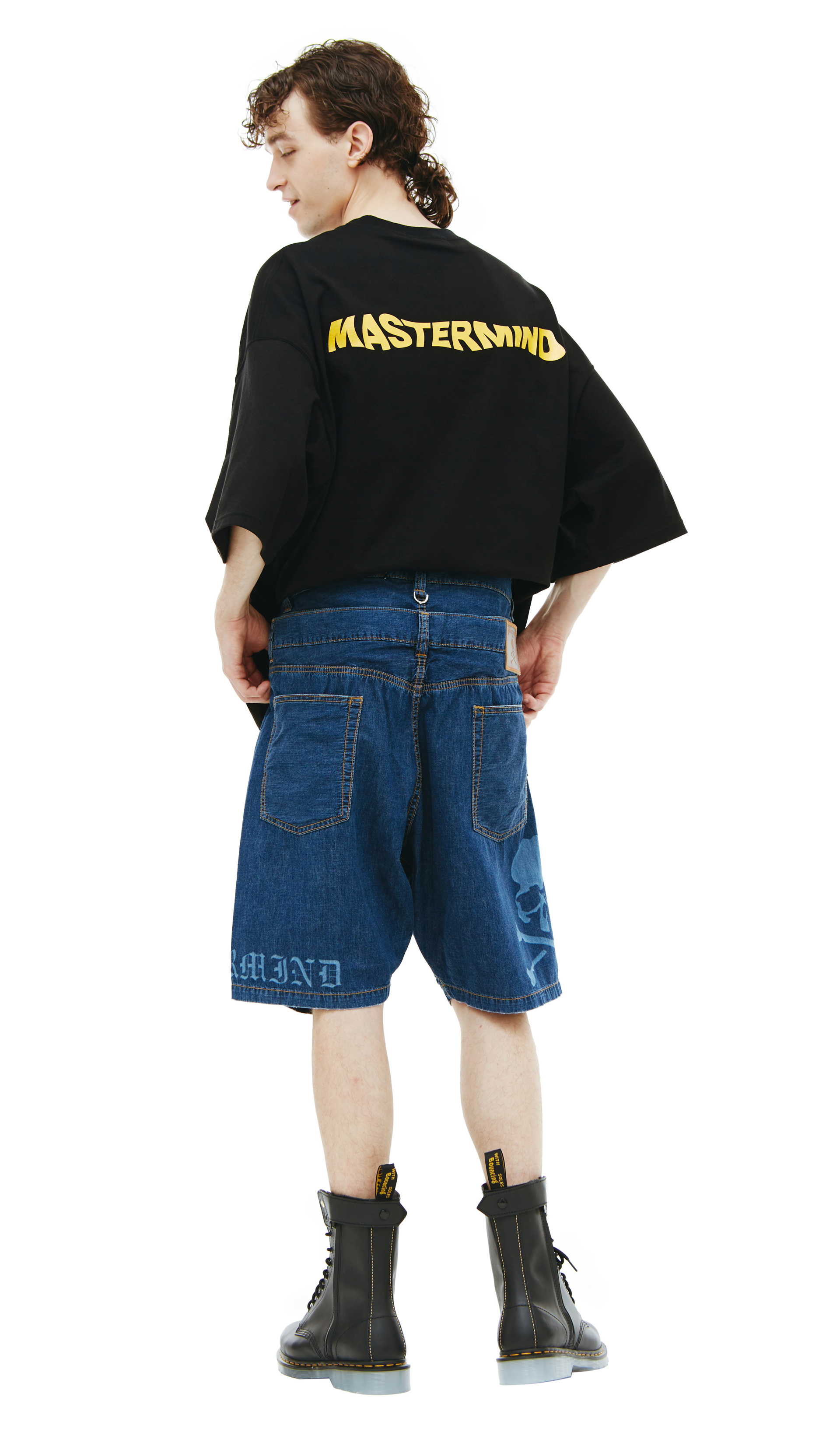 Mastermind WORLD Logo print denim shorts