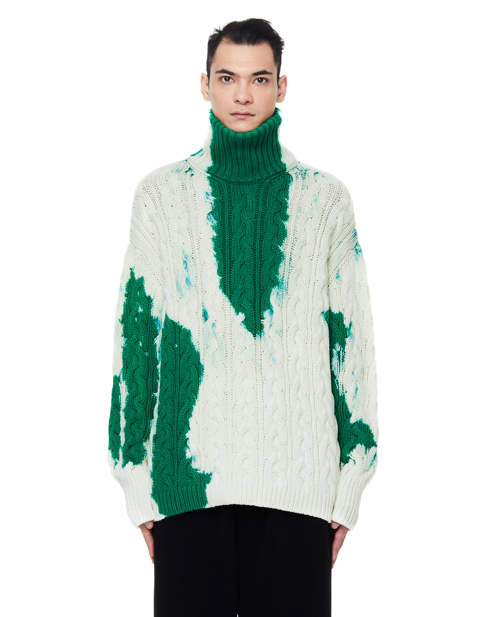 Balenciaga Green Bleach Turtleneck Sweater