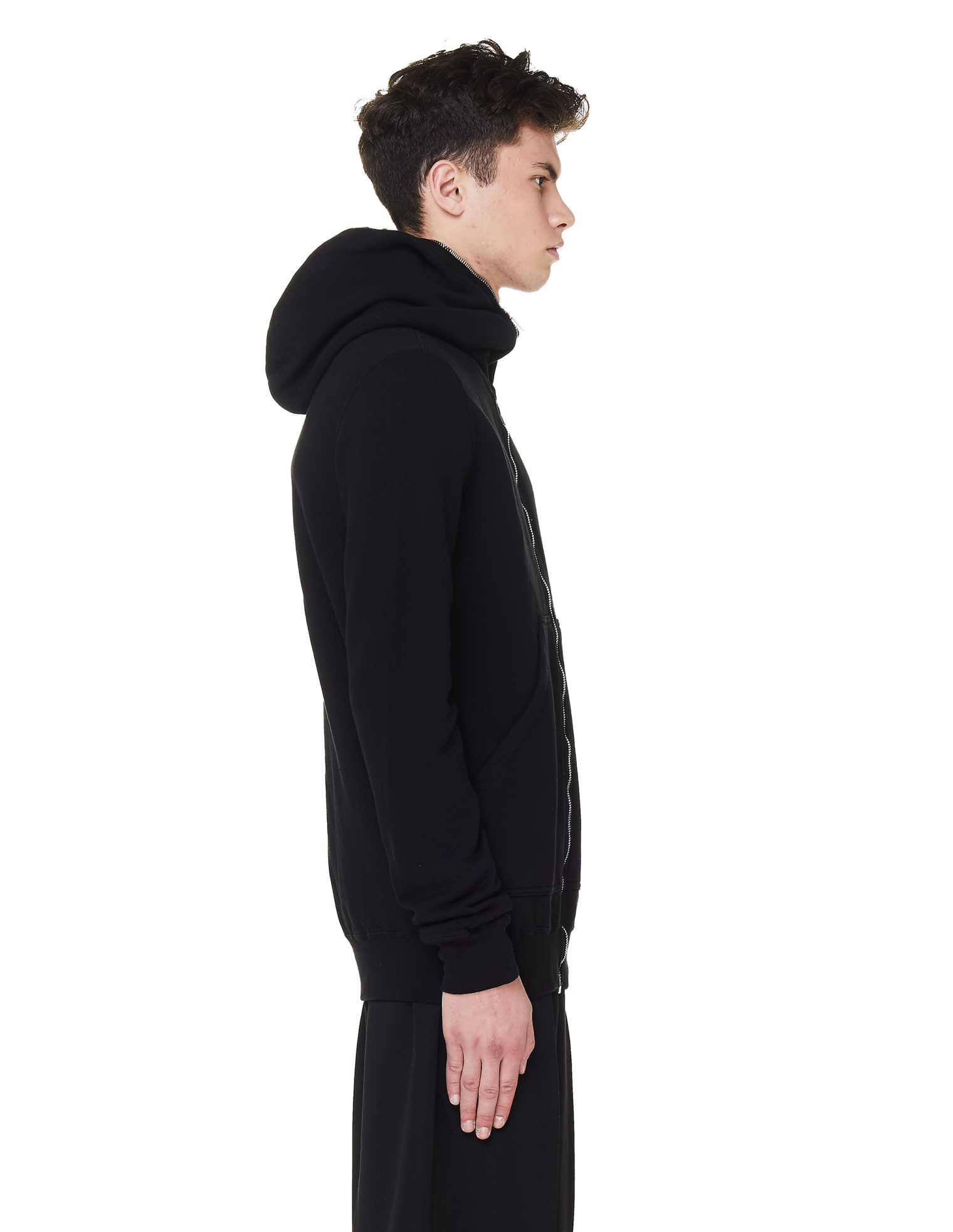 DRKSHDW by Rick Owens Black Cotton Zip Up Hoodie