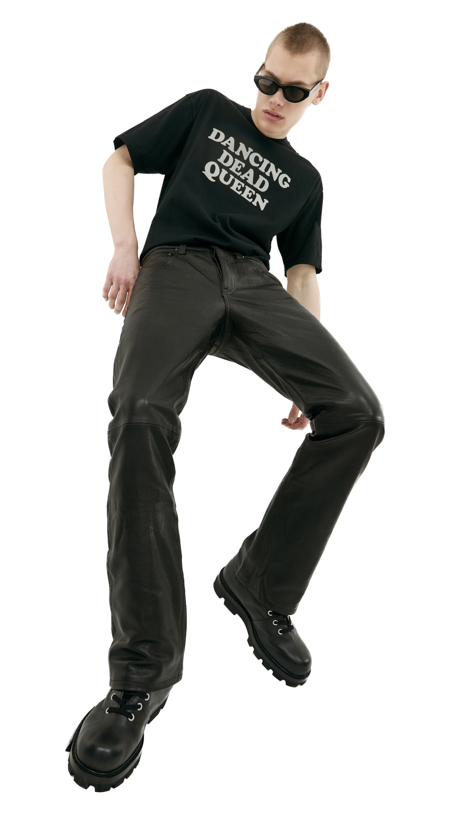 Enfants Riches Deprimes Black leather trousers