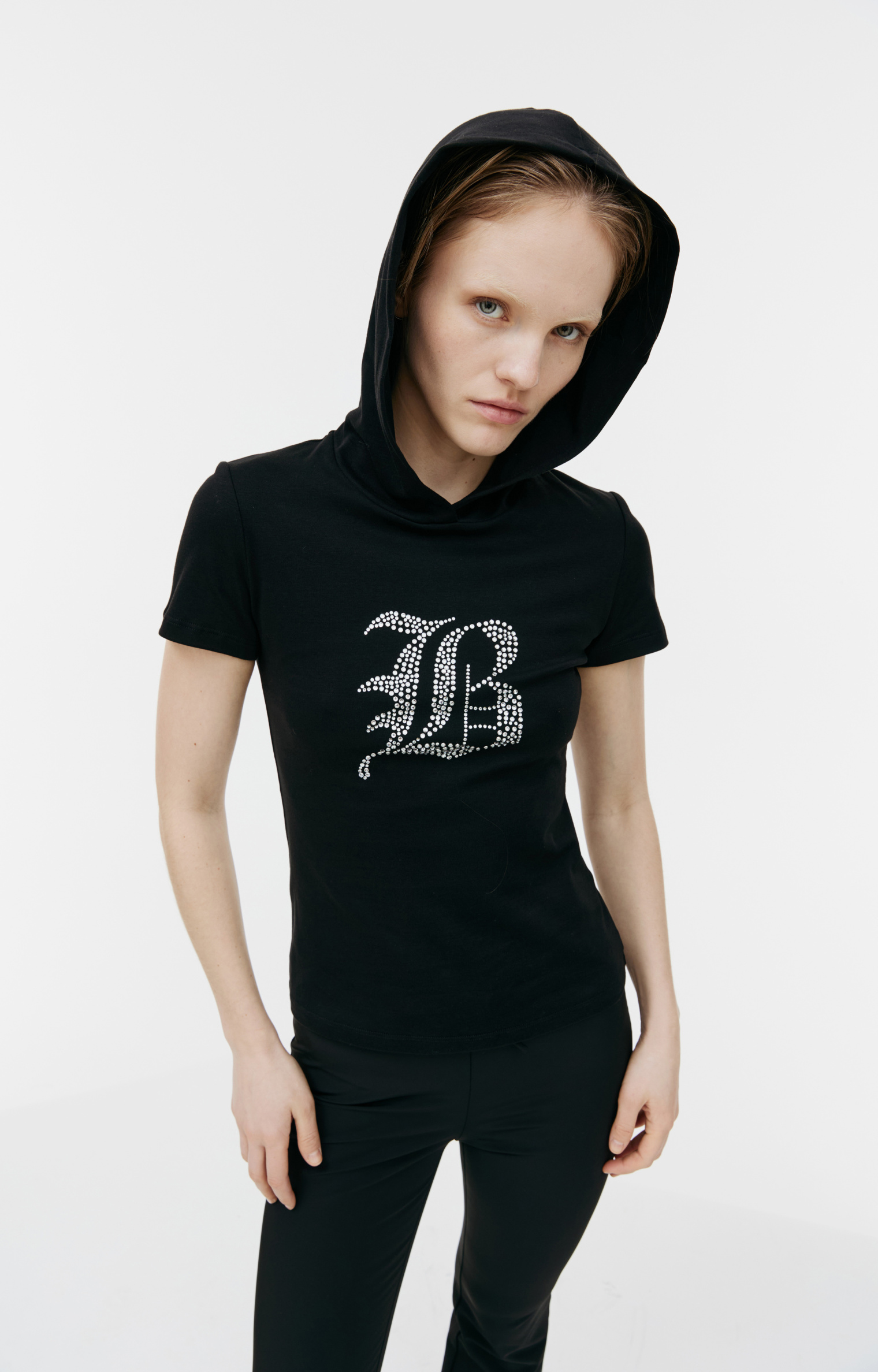 Blumarine Black hooded t-shirt