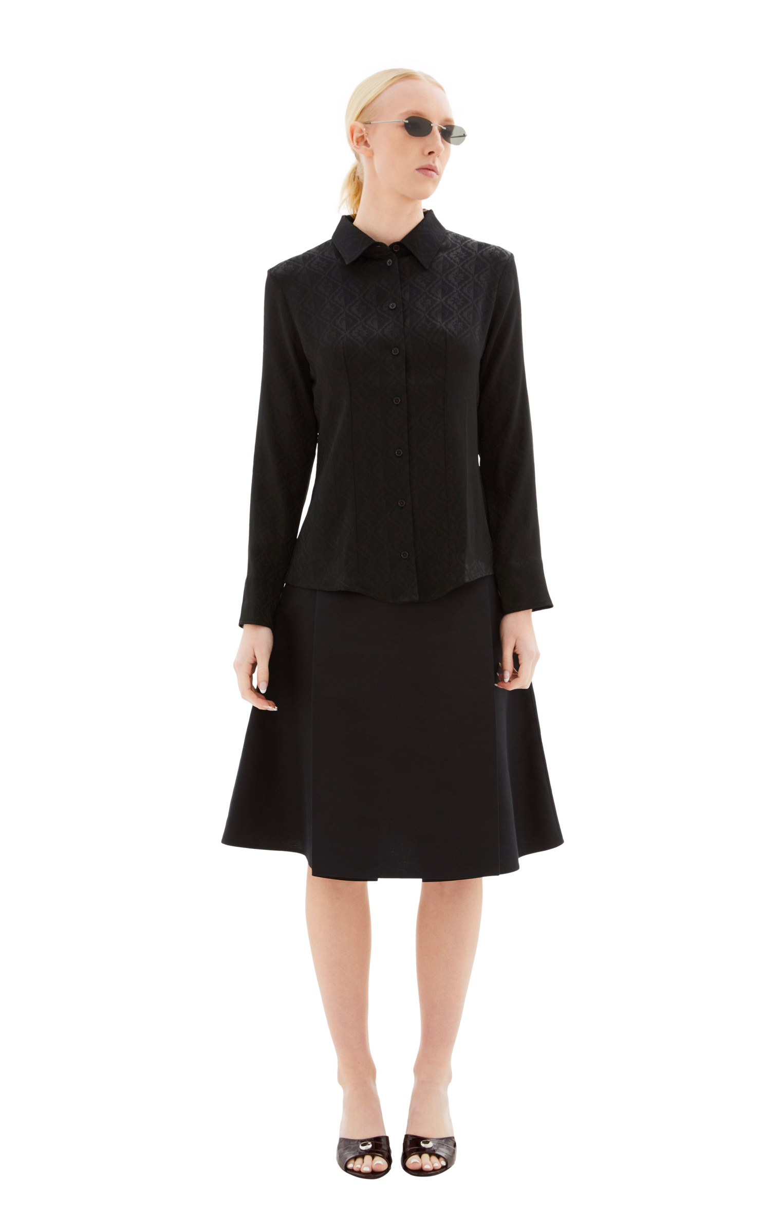 MARINE SERRE Jacquard Viscose Shirt Blouse