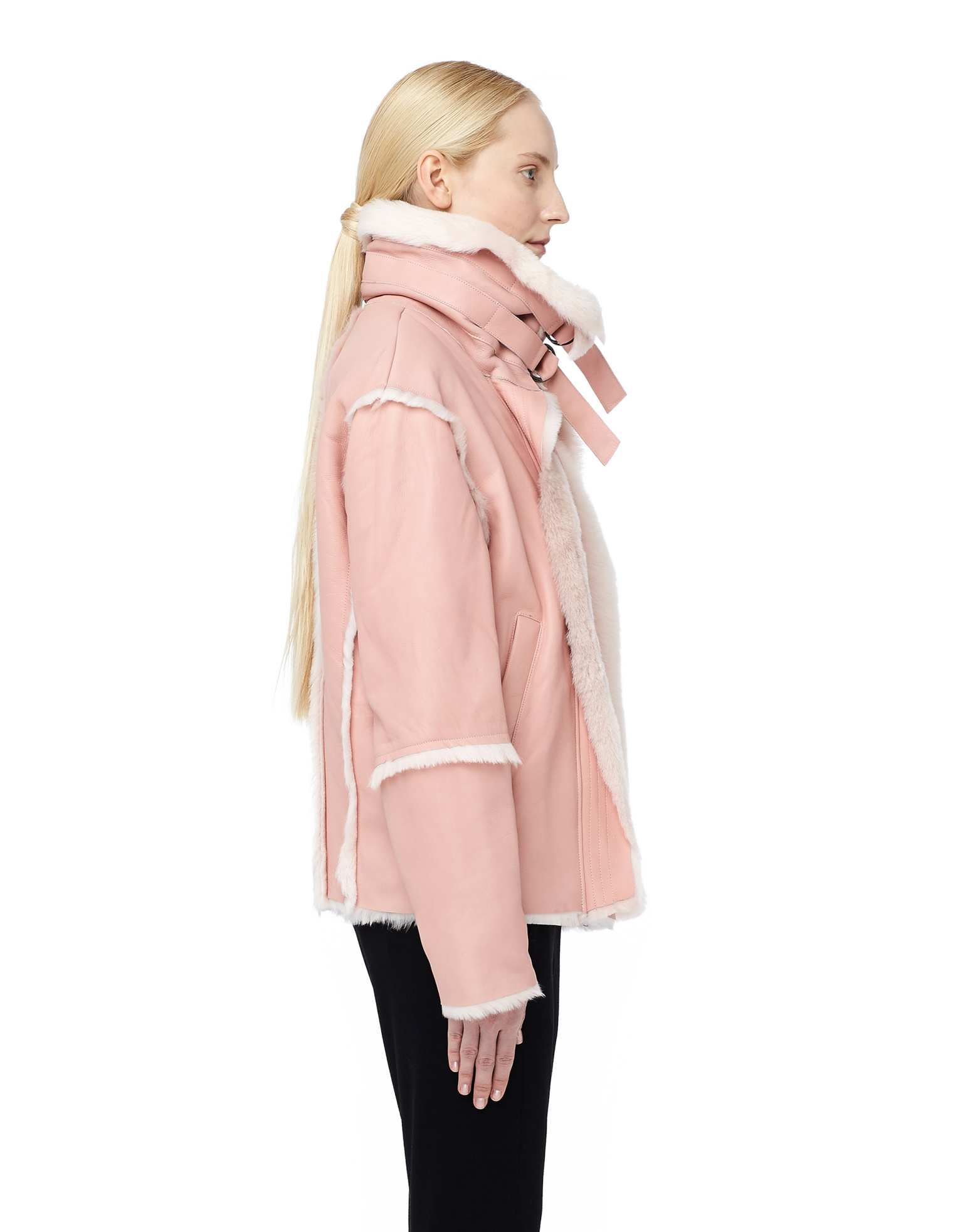 A.F.Vandevorst Asymmetric Pink Shearling Jacket