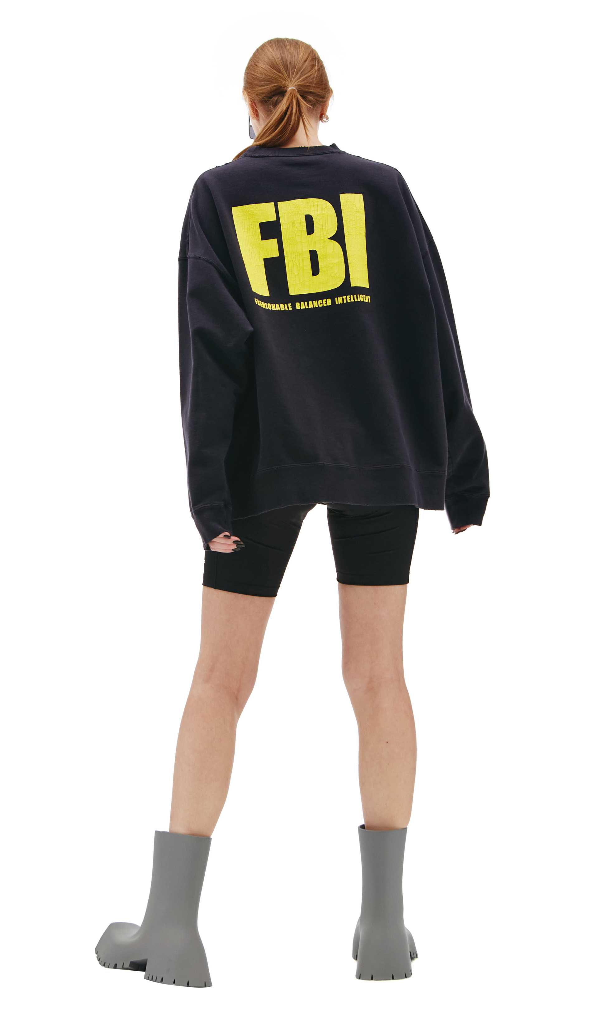 Balenciaga Fraying sweatshirt with FBI print