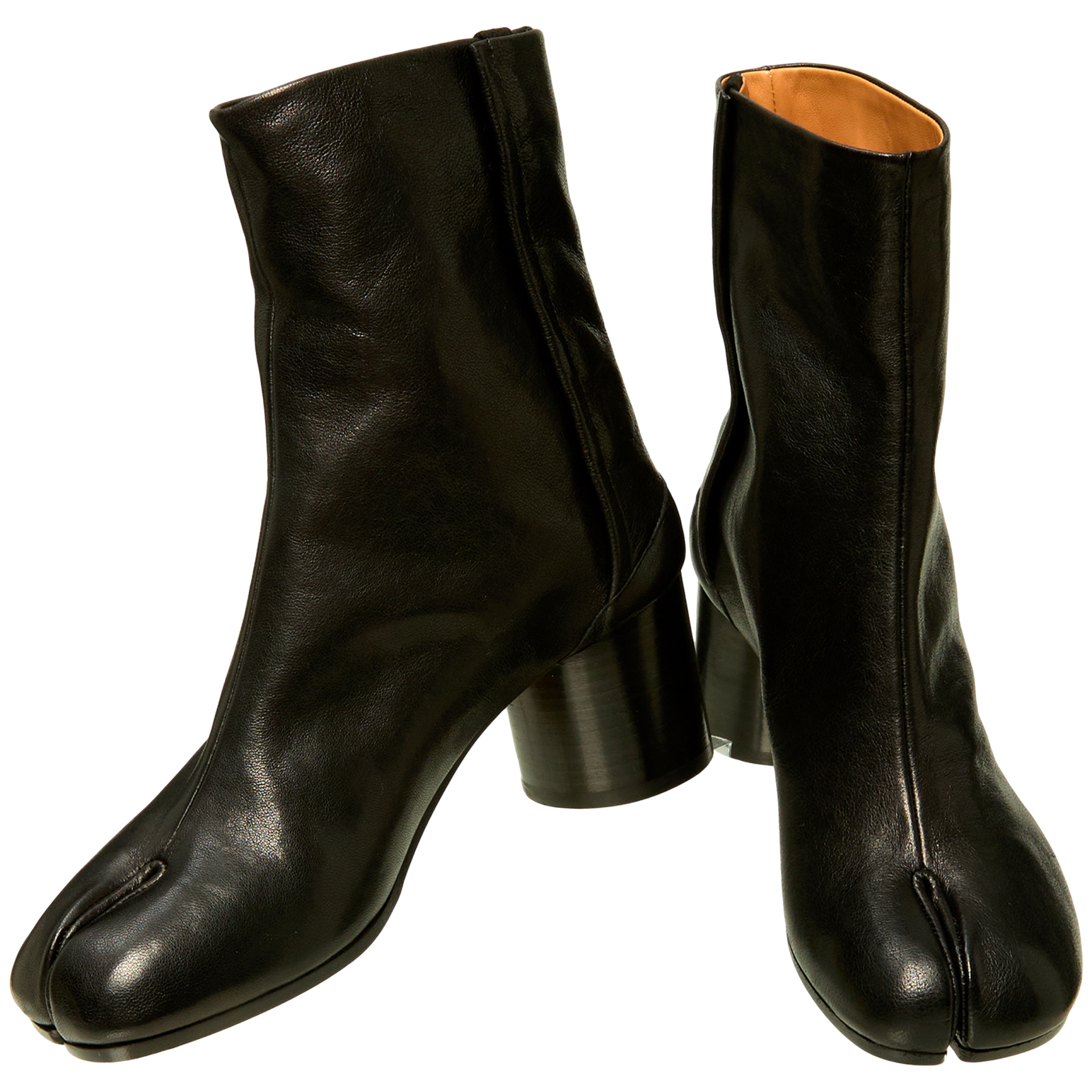Maison Margiela Обувь-S58WU0246/P3753/T8013 кожаные ботильоны таби, средний каблук и застежка на молнии, черные