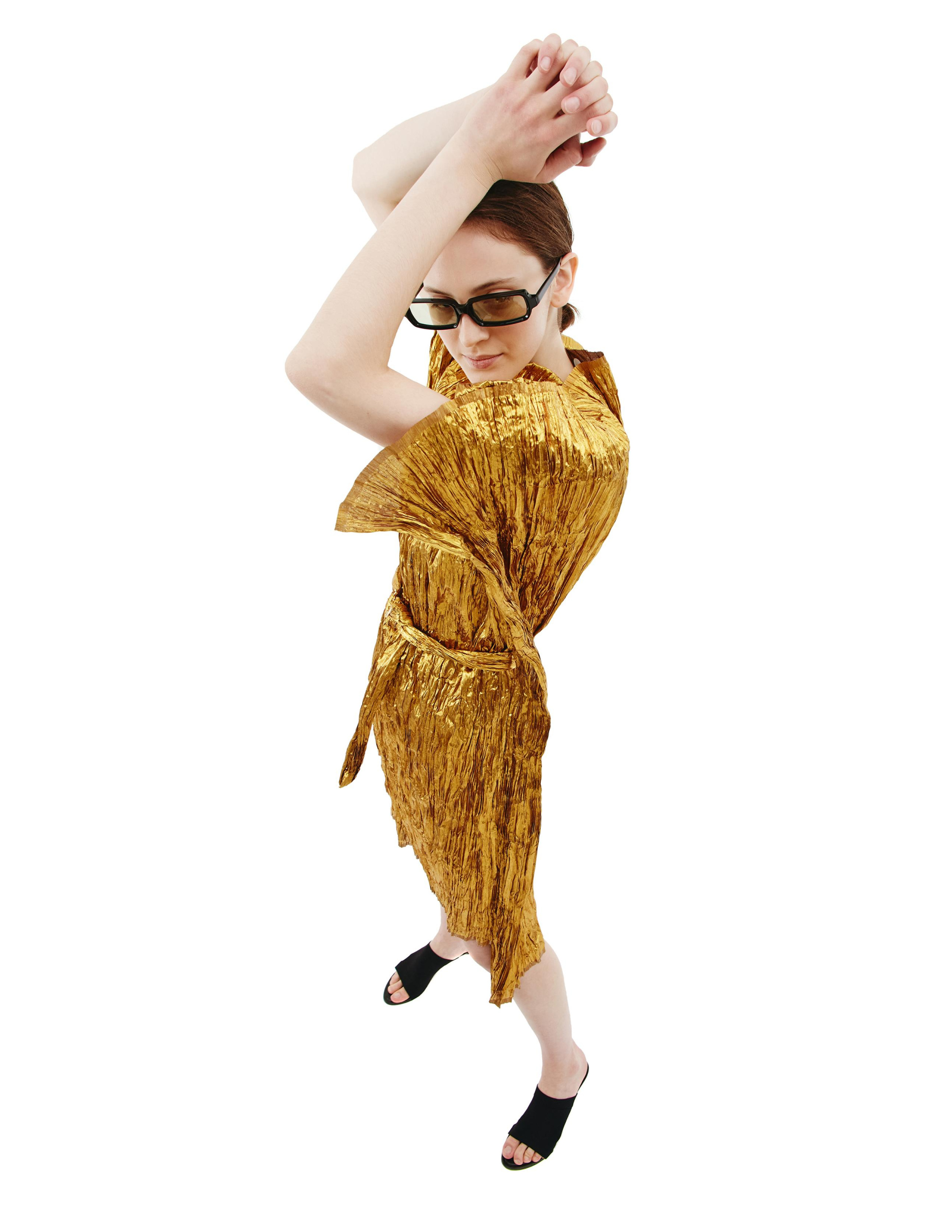 Junya Watanabe Gold Polyester Midi Dress