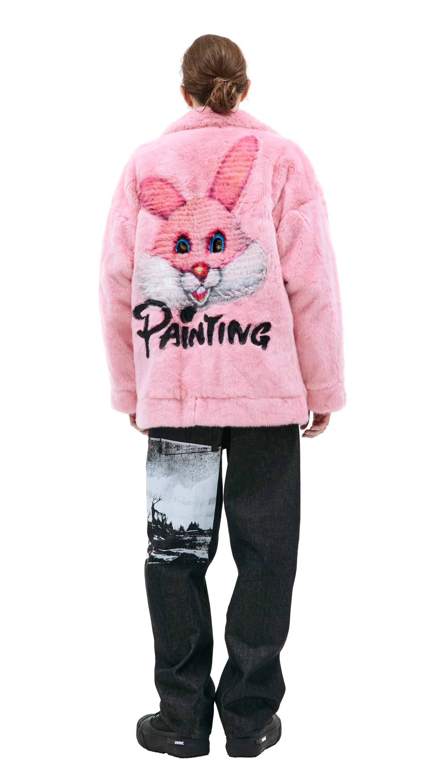 Doublet Pink hand-painted faux-fur jacket