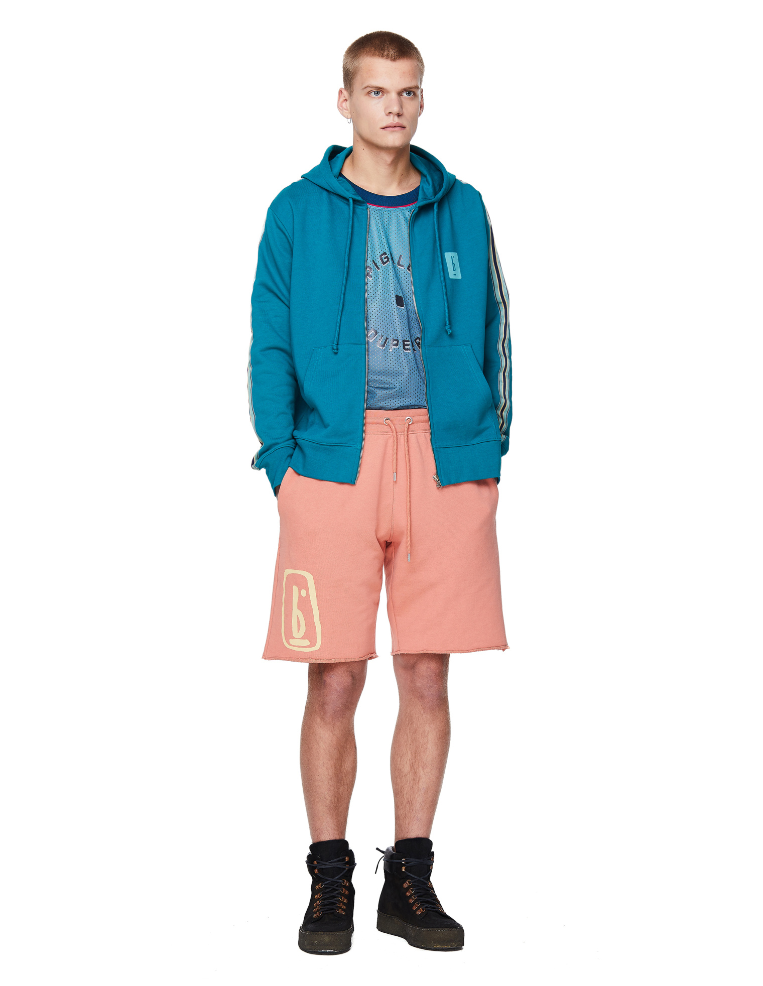 Pigalle Green Cotton Zip-Up Hoodie