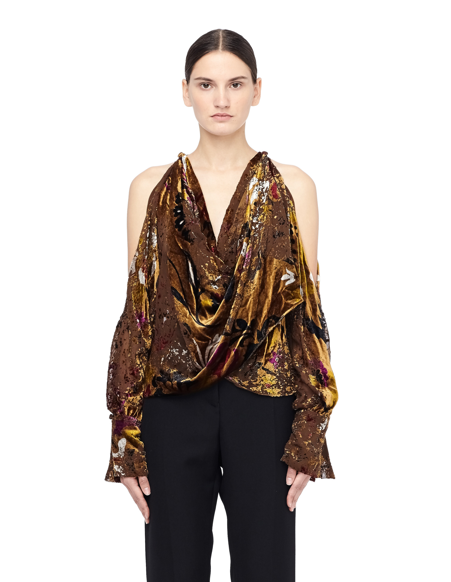 Urban Zen Velvet Blouse with Open Shoulders