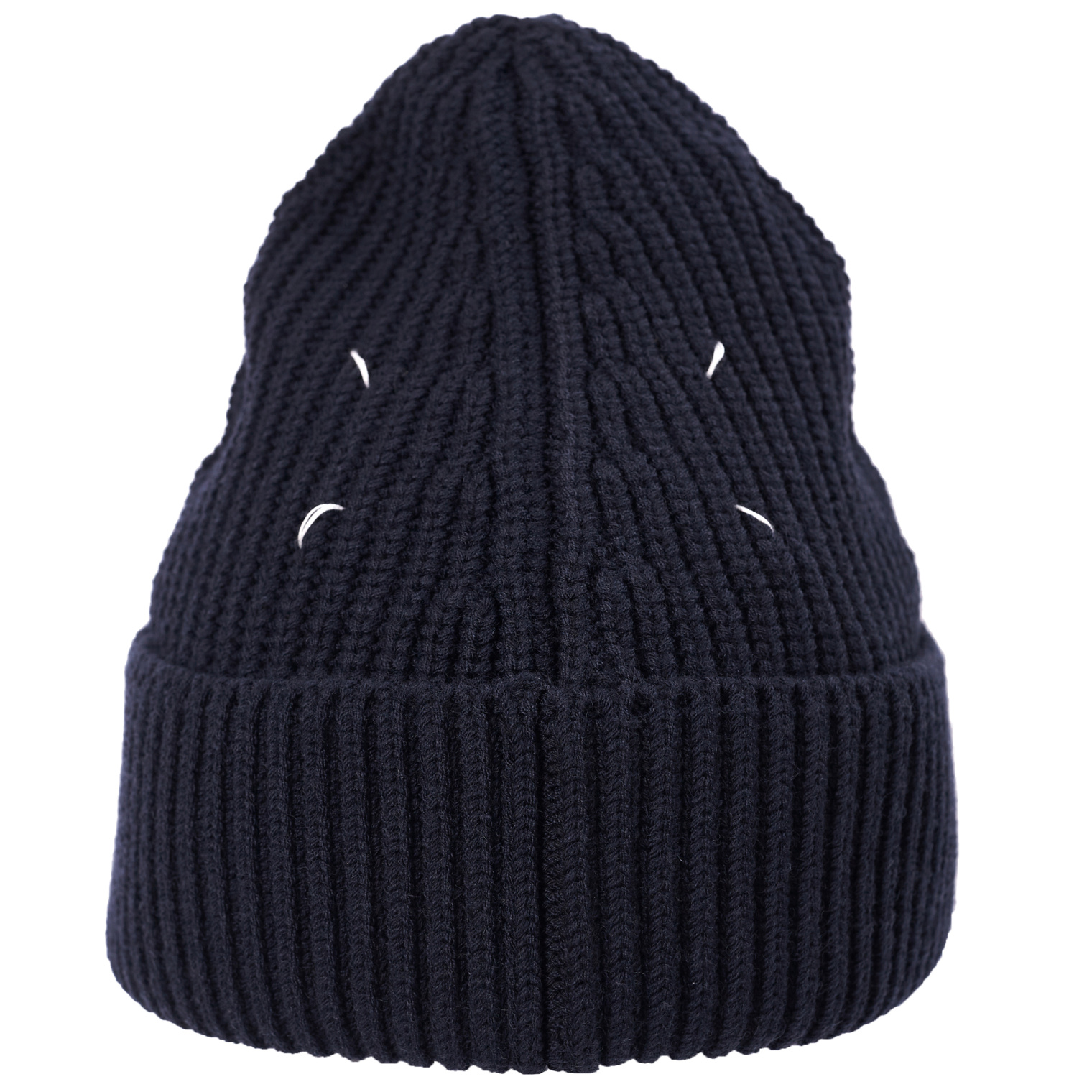 Maison Margiela Navy Blue Cotton and Wool Beanie