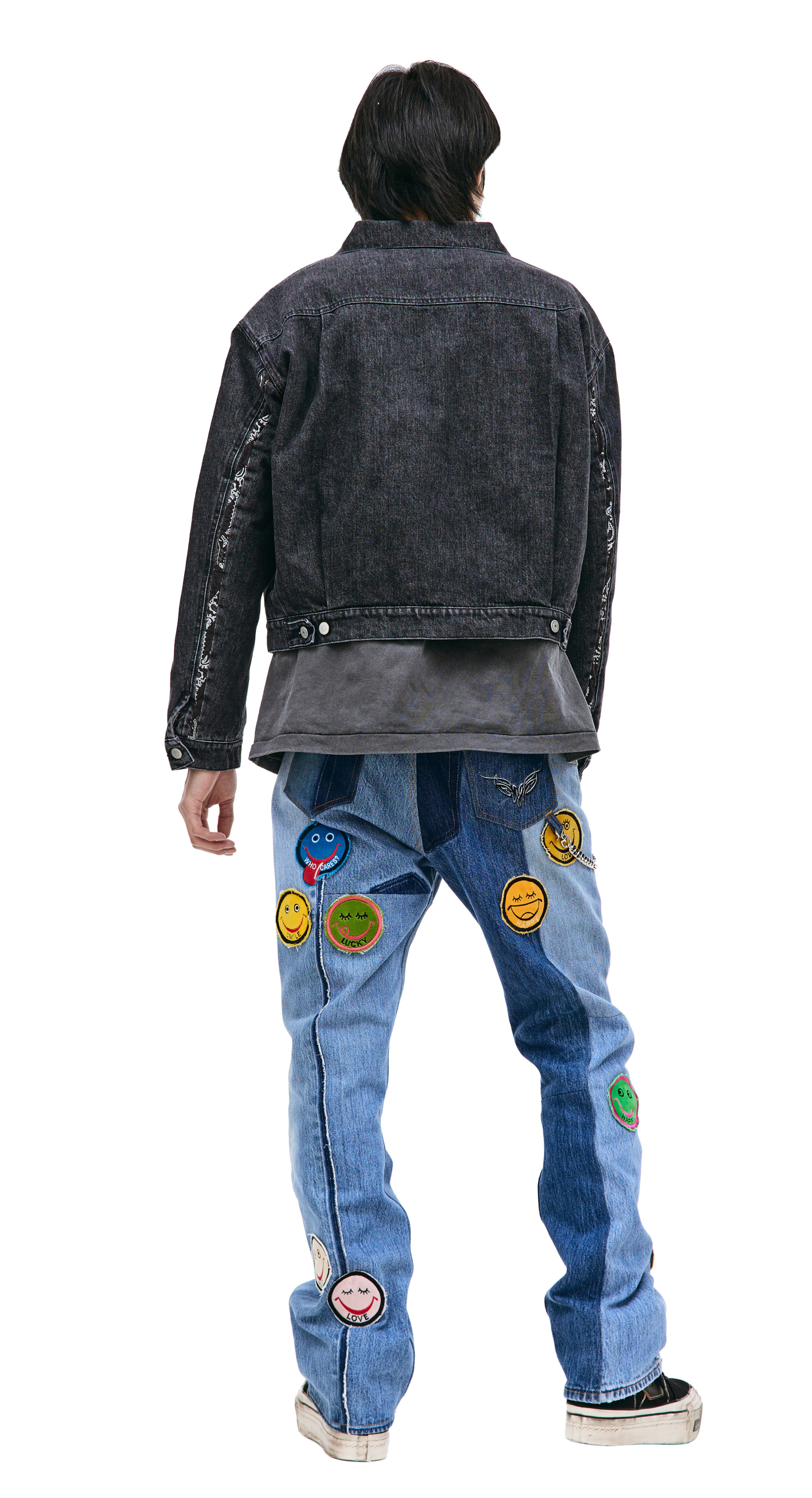 Buy Children of the discordance men black denim jacket for $1,040