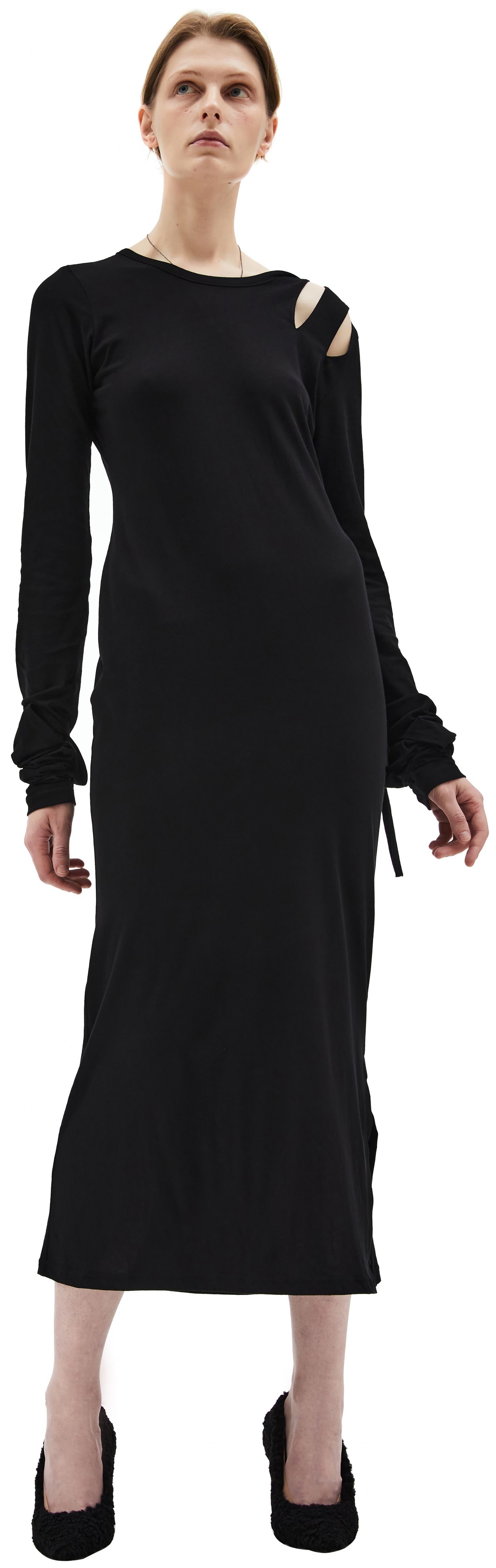 Yohji Yamamoto Cotton black dress with ties