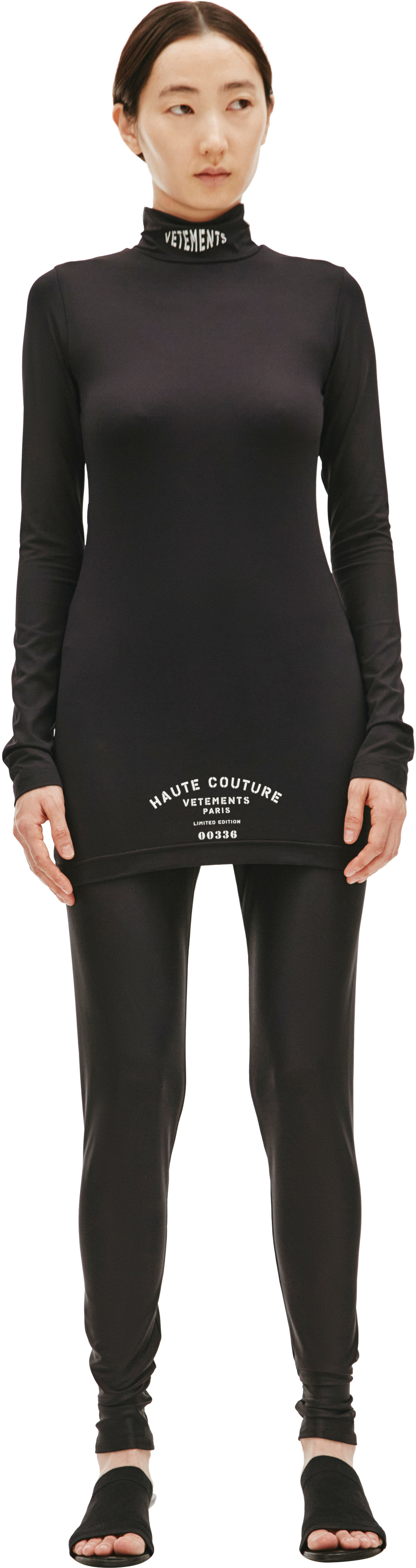 VETEMENTS Черное платье мини с высоким горлом