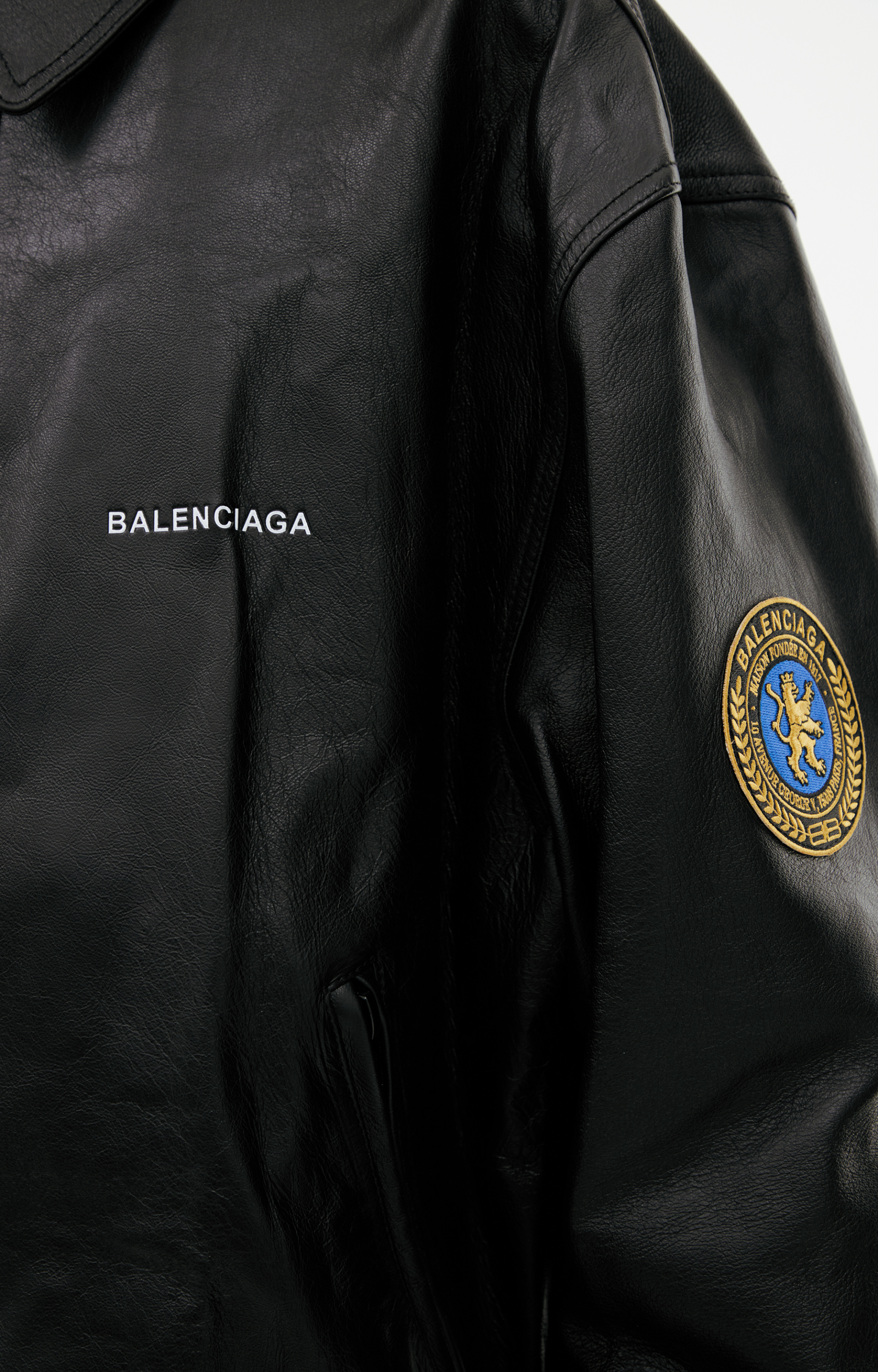 Balenciaga Leather jacket with patches