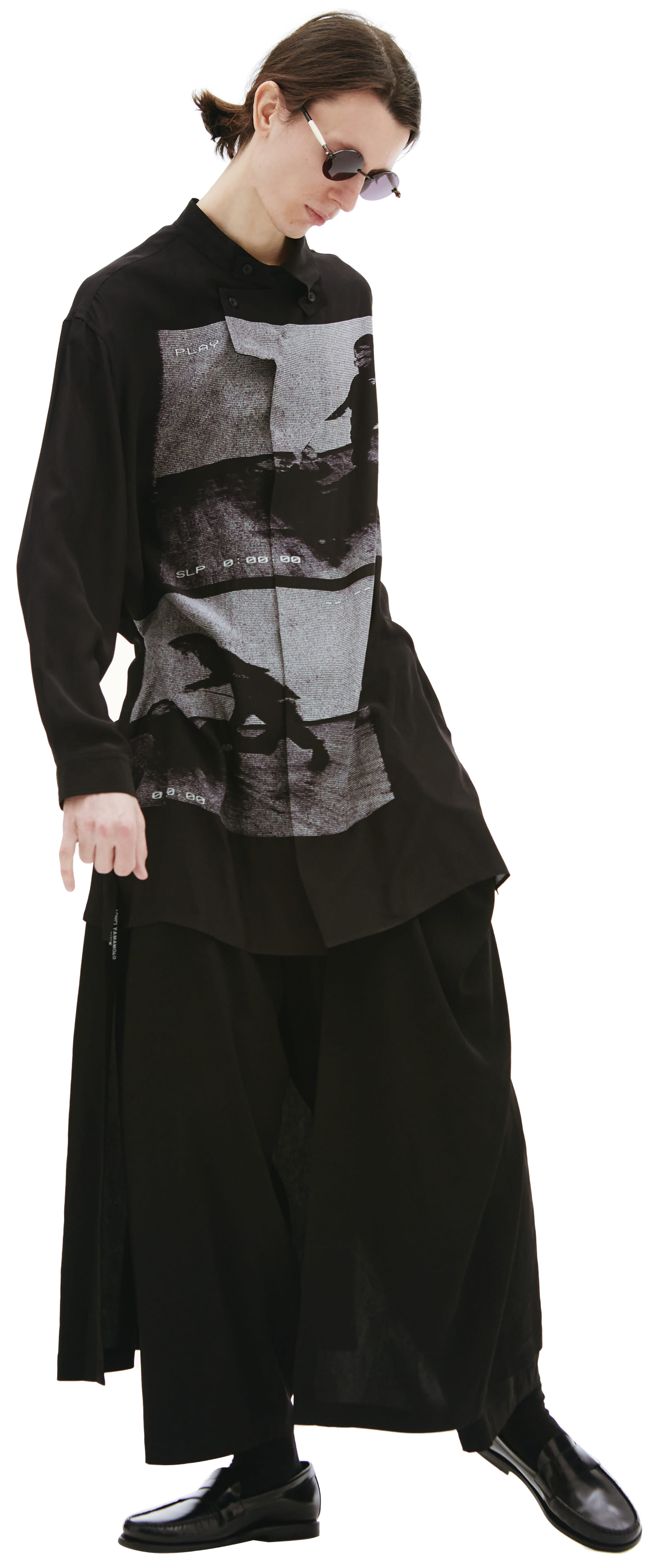 Yohji Yamamoto Шелковая рубашка с асимметричным воротником