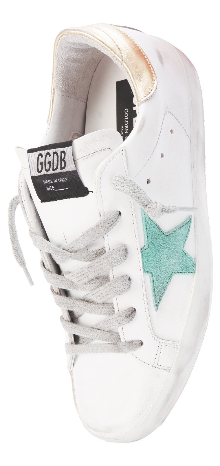 Golden Goose White & Green Superstar Sneakers