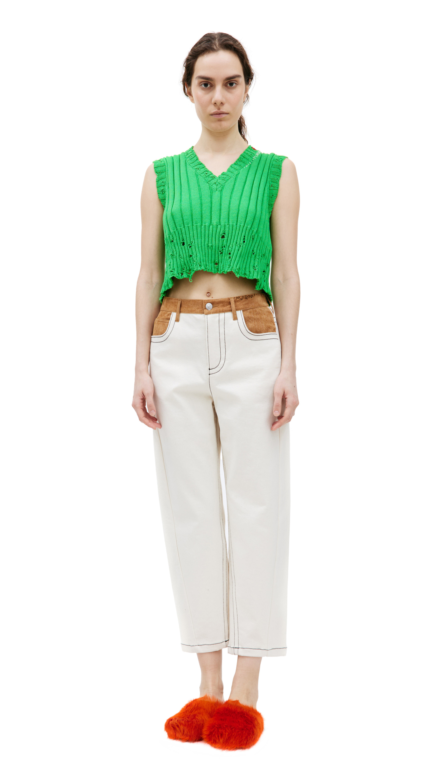 Marni Green distressed vest