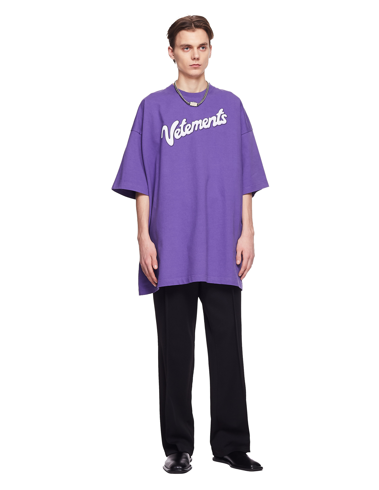 VETEMENTS Purple Cotton Logo Printed T-Shirt