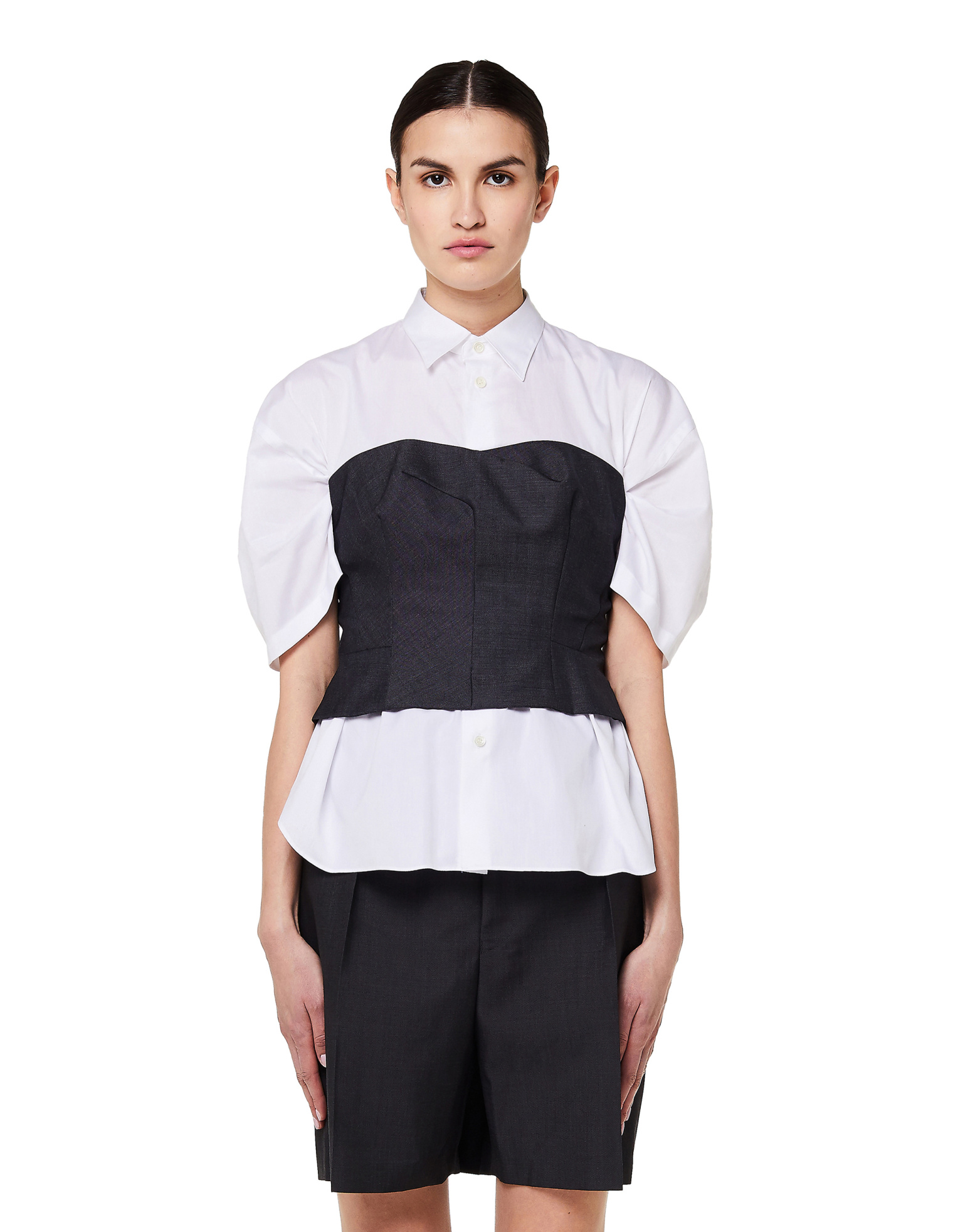 Junya Watanabe White Blouse with Herringbone Corset