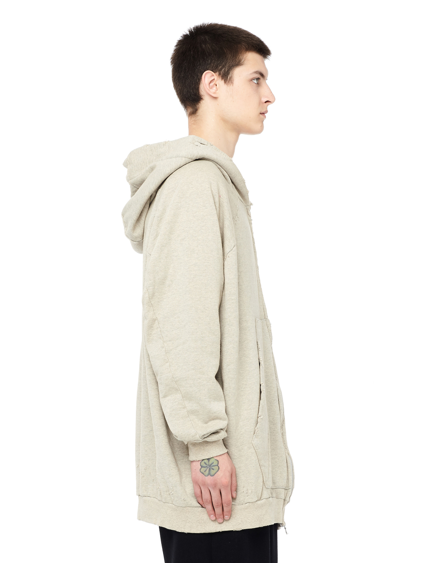 Julius Distressed zip hoodie