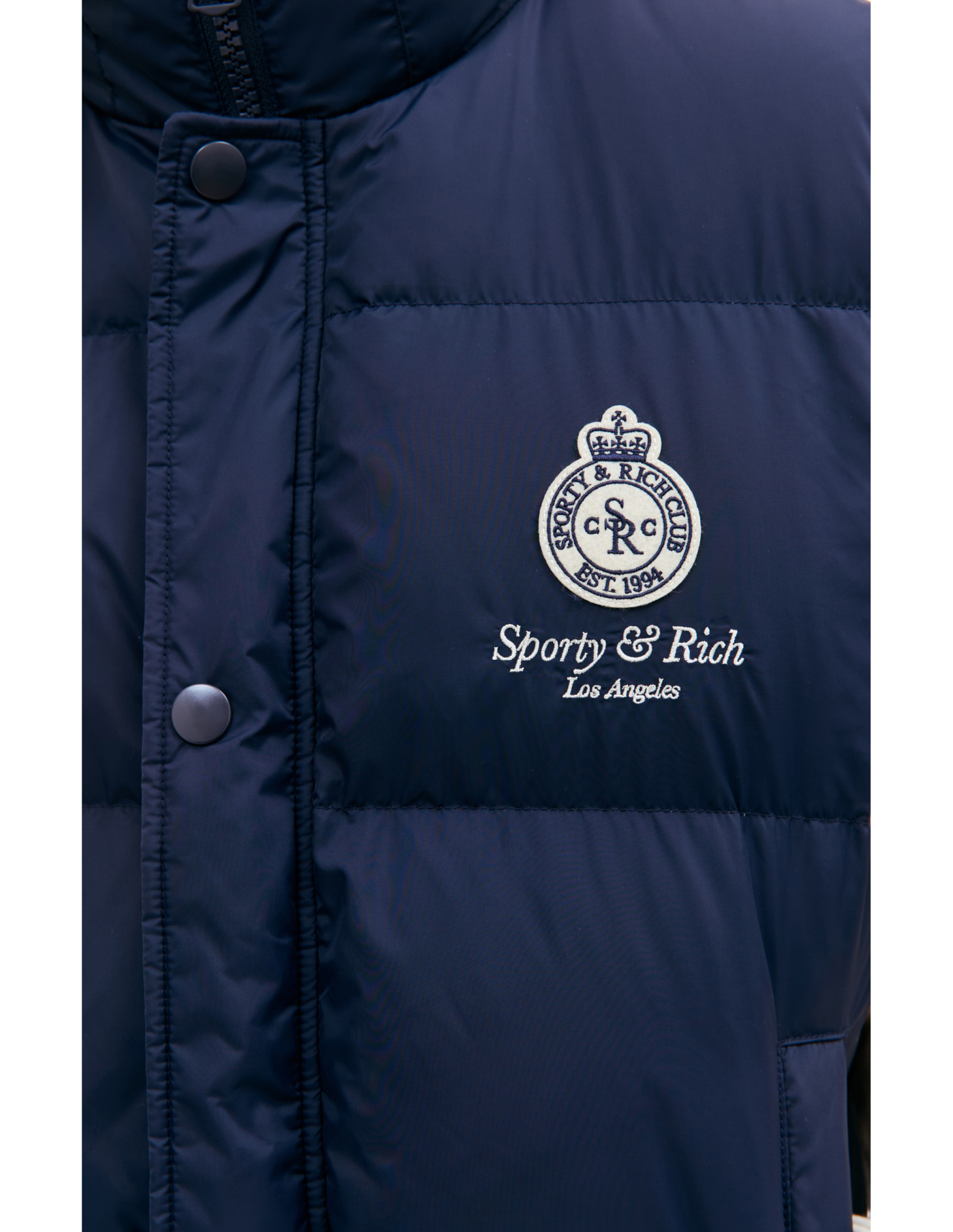ジャケット・アウター Sporty&Rich Down Jacket Buy SPORTY & RICH men navy blue logo down jacket for €312