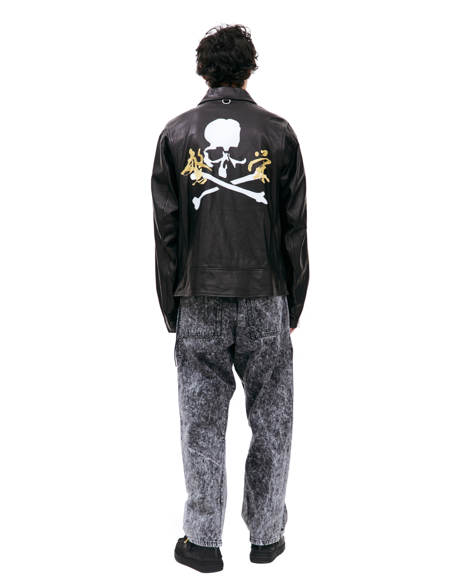 Buy Mastermind WORLD women black printed leather jacket for €2,073