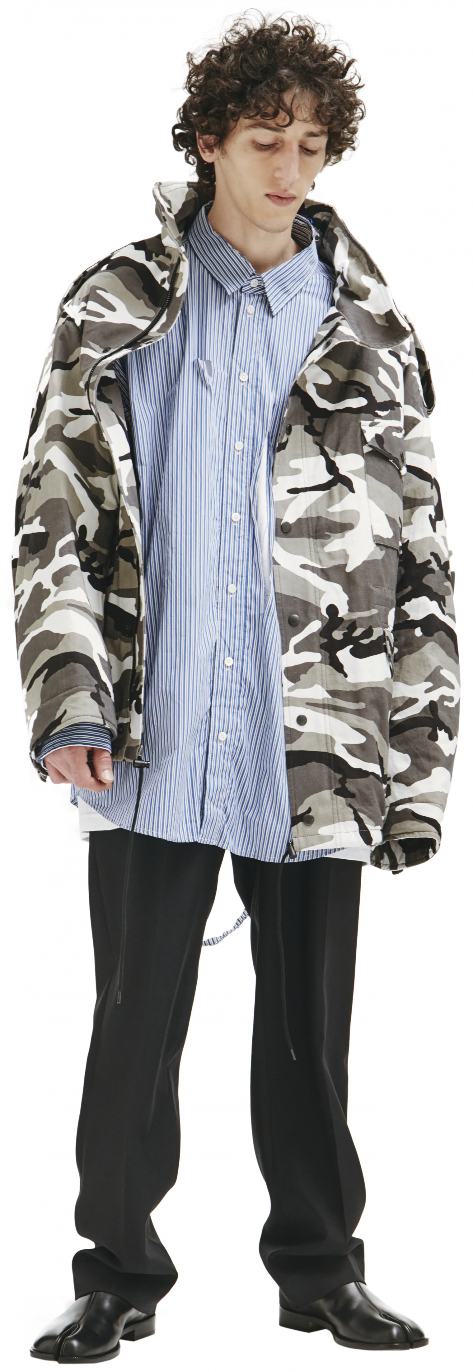 Balenciaga Off-shoulder Camouflage-print Military Parka