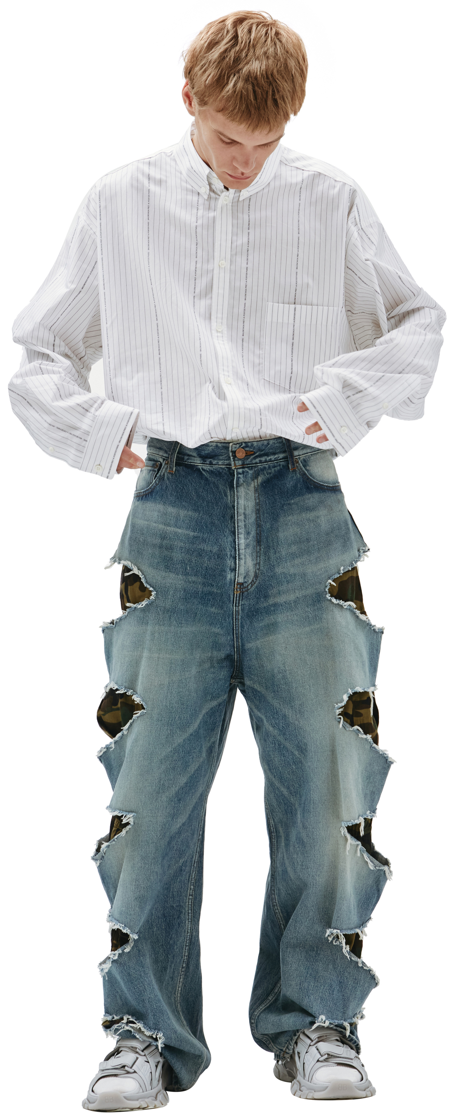 Balenciaga Ripped jeans with camouflage lining