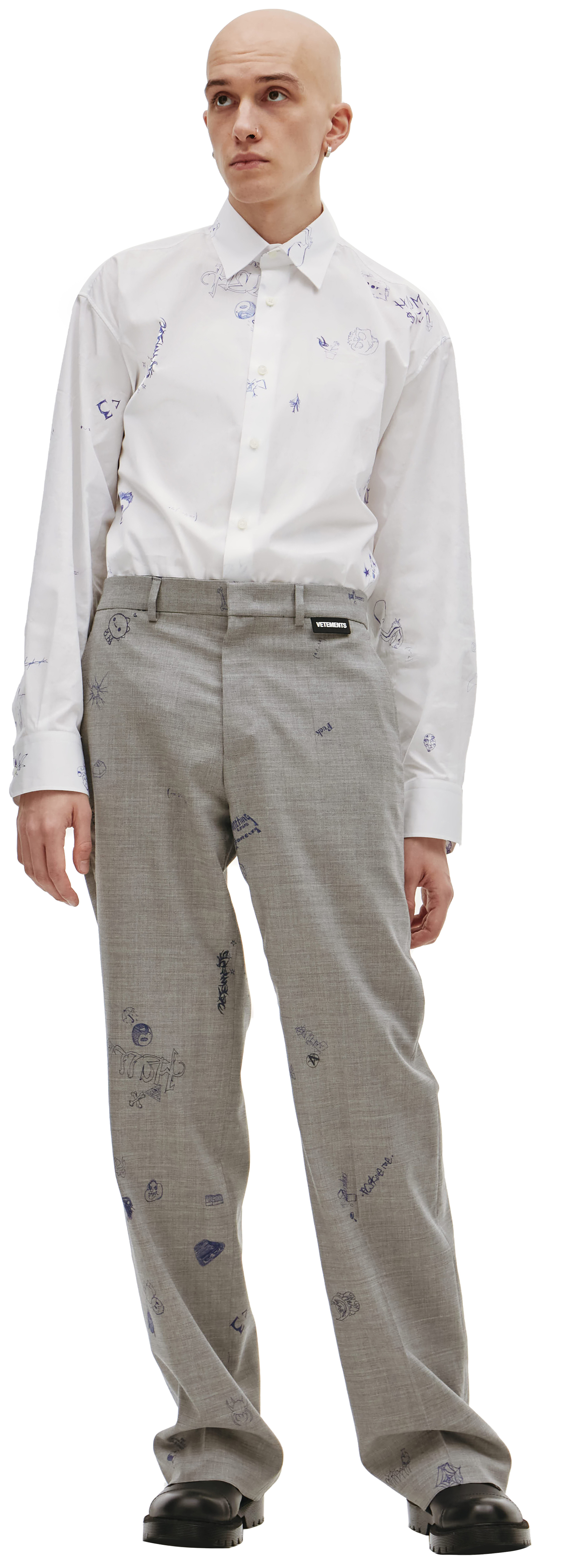 VETEMENTS Scribble-print wool trousers