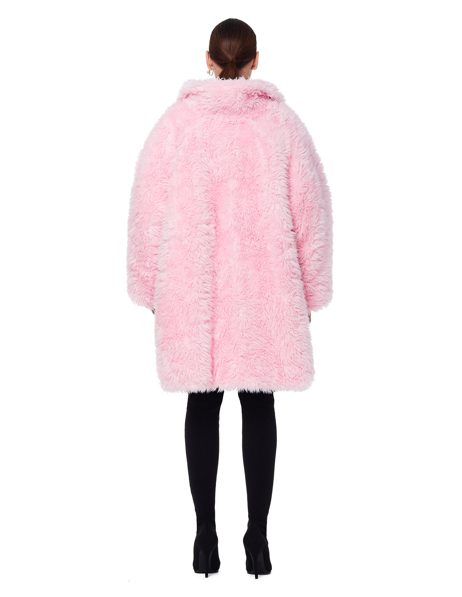 Balenciaga Pink Faux Fur Swing Coat