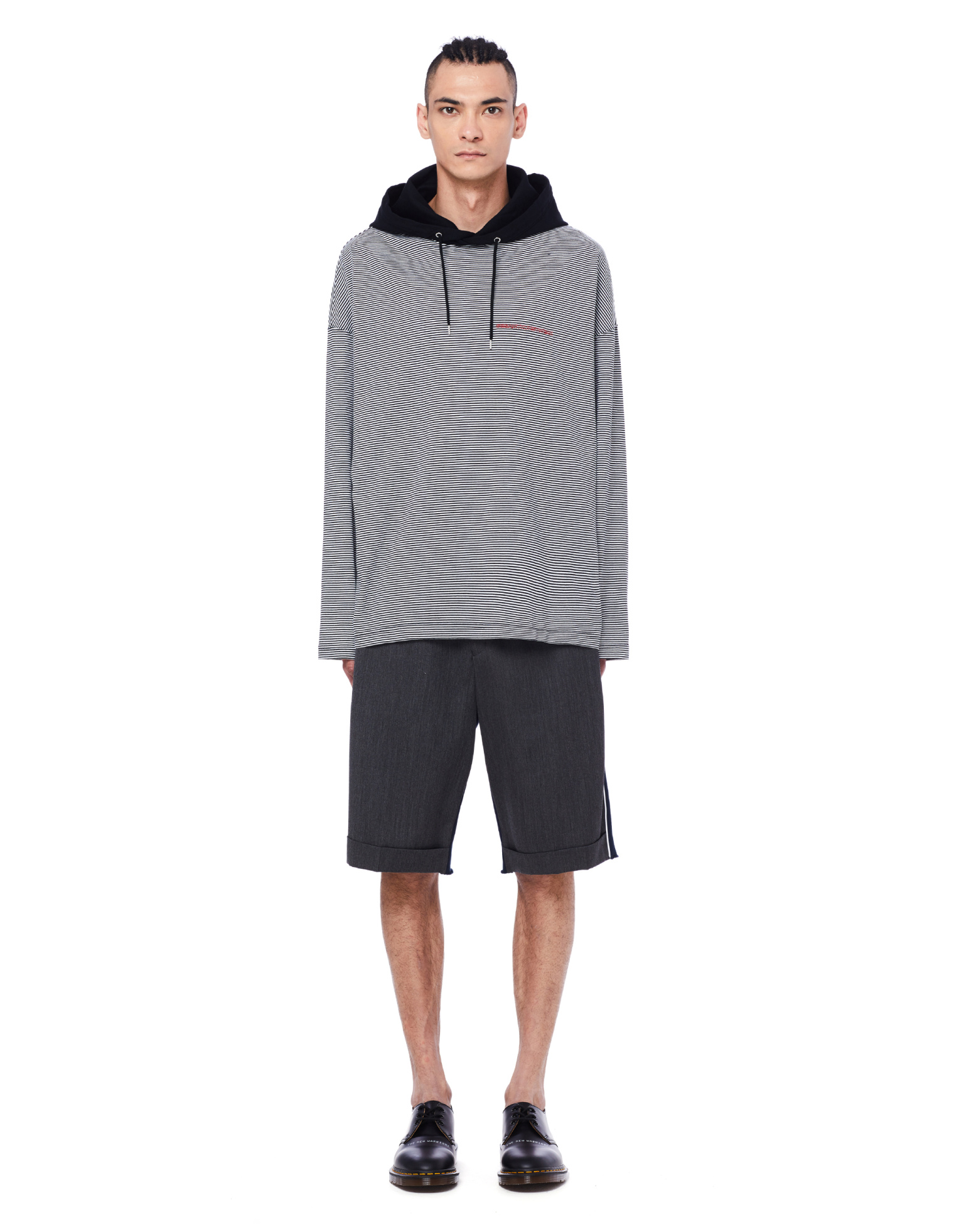 John Undercover Black & White Striped Hoodie