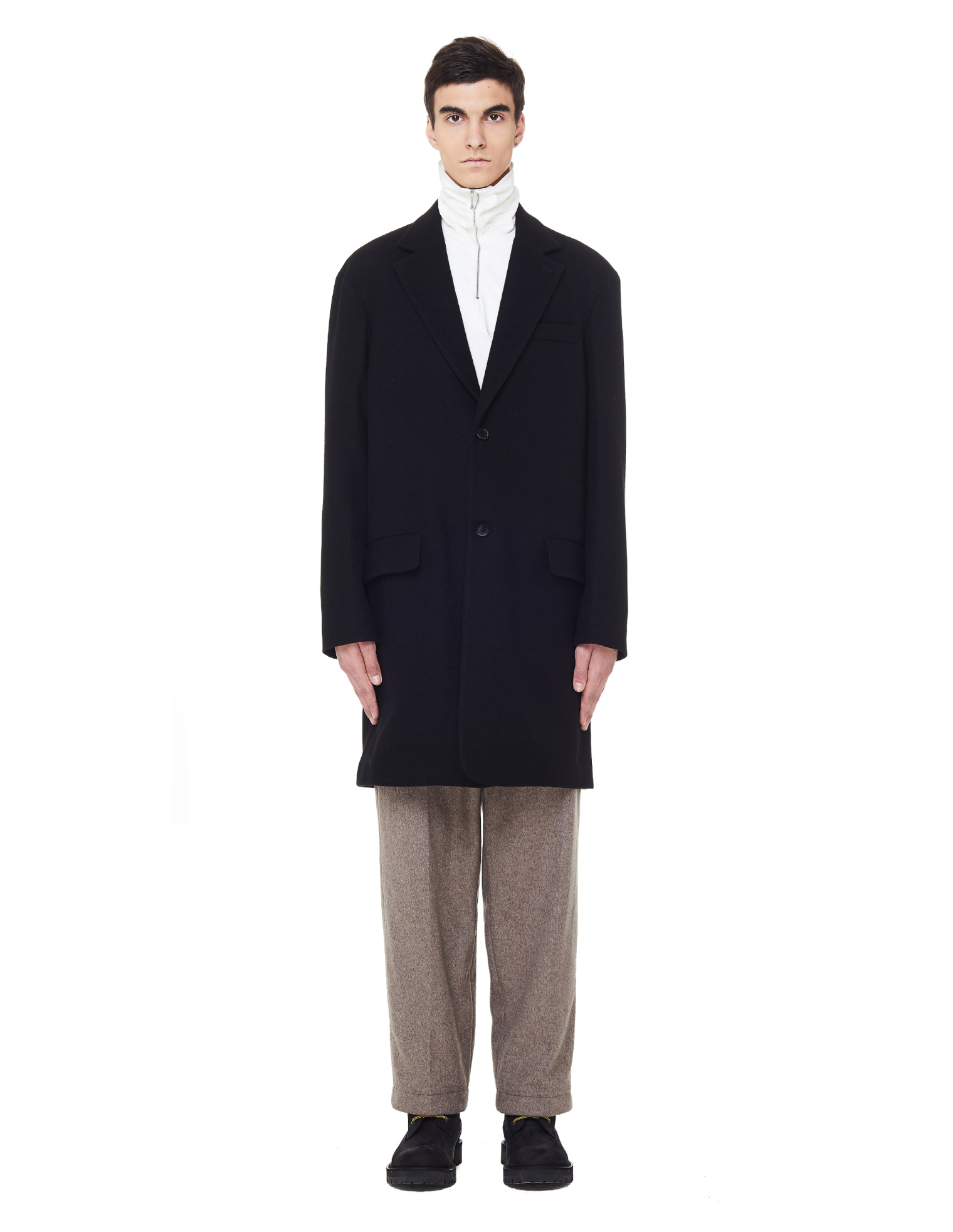 The Row Joseph Black Yak Wool Coat