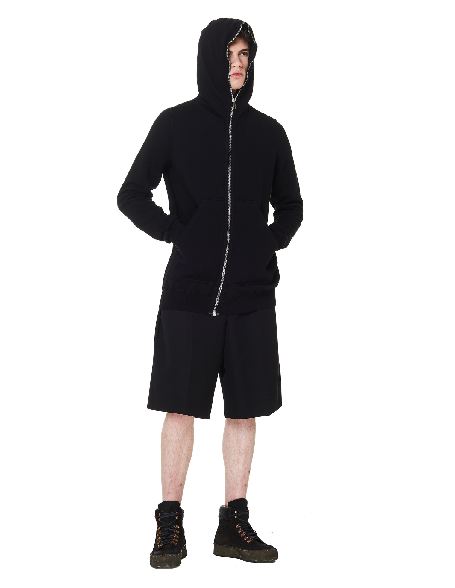 DRKSHDW by Rick Owens Black Cotton Zip Up Hoodie
